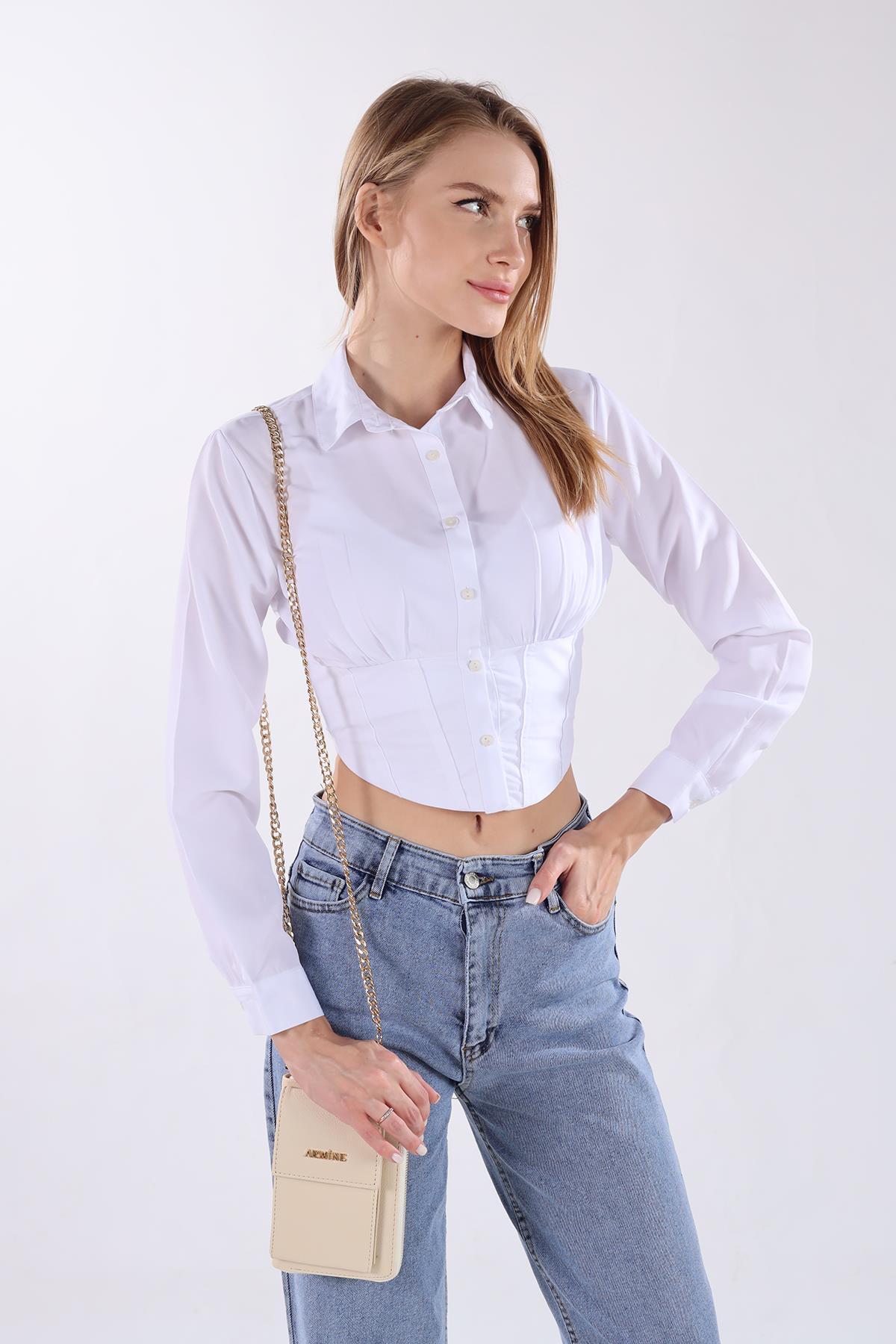 Krem Telefon Bölmeli Çanta 264 - 8