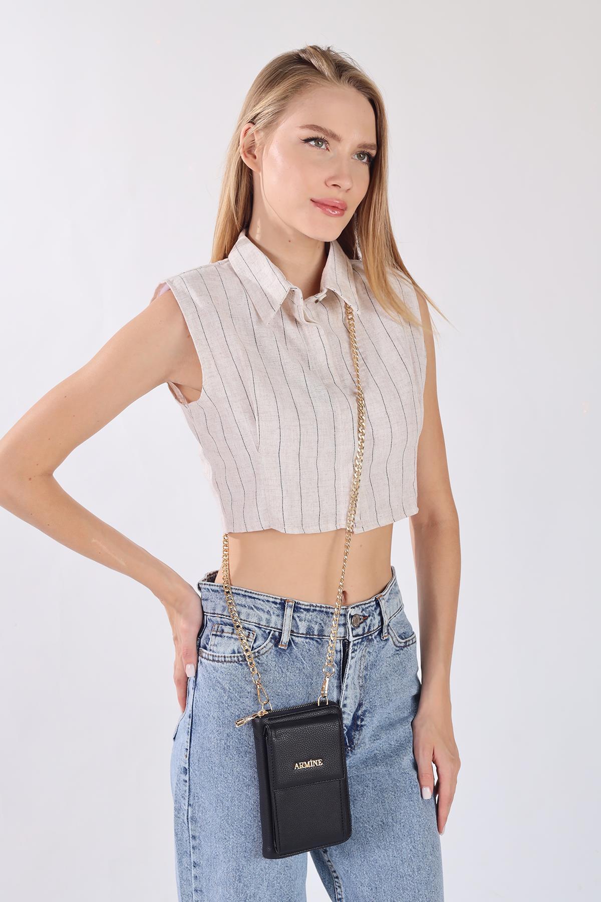 Siyah Telefon Bölmeli Çanta 264 - 7