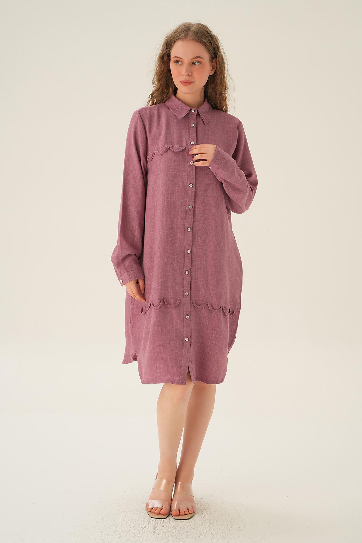 Gül Göğüs Etek Detay Tunik 26515 - 6