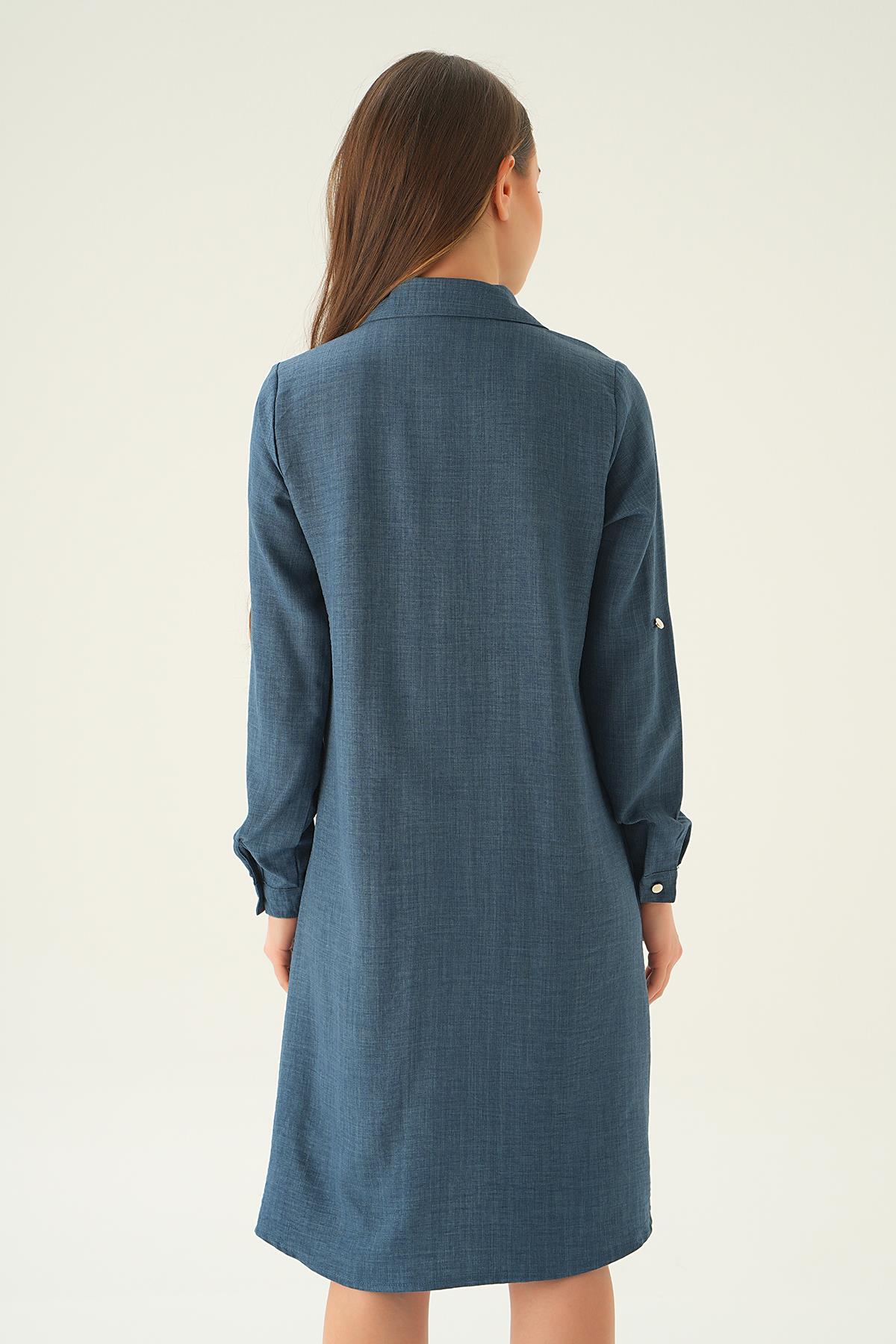 İndigo Cep Taş Detay Tunik 26523 - 5