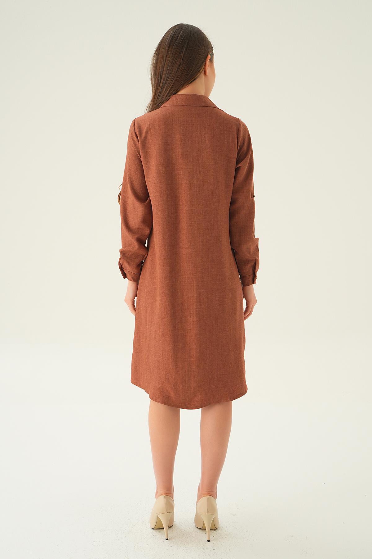 26523 Cep Taş Detay Tunik Kahve - 4