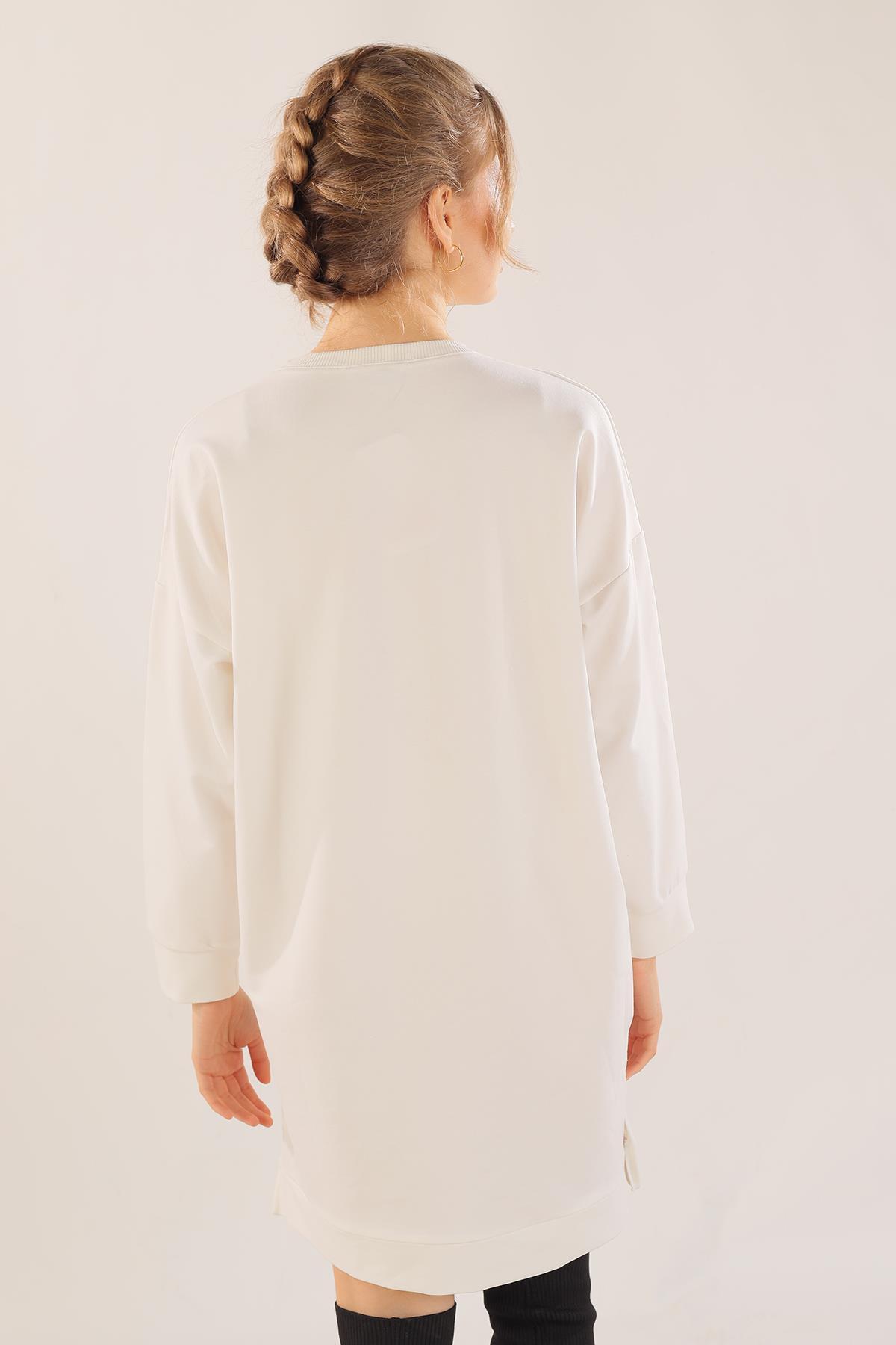 Beyaz Yazı Baskılı Sweat 3437 - 4