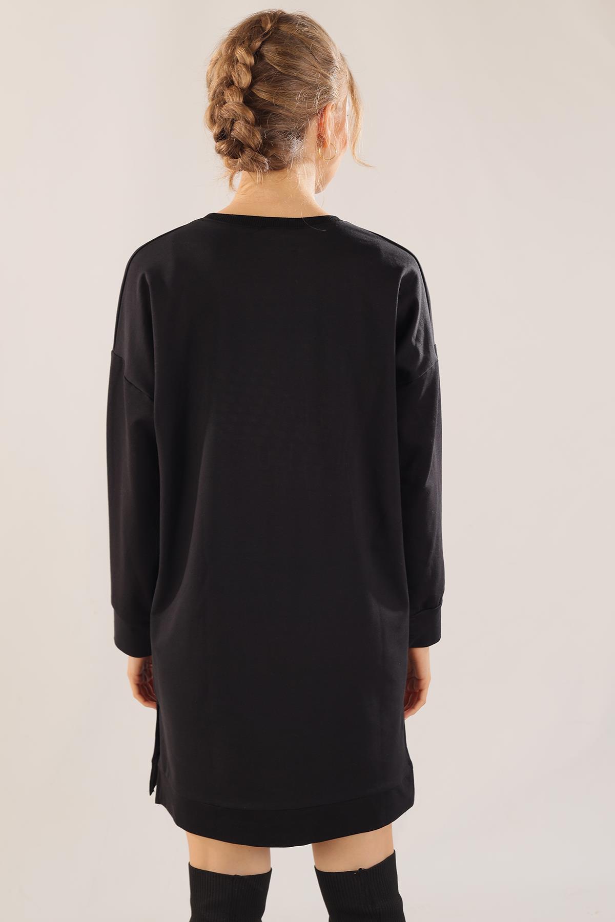 Siyah Yazı Baskılı Sweat 3437 - 4