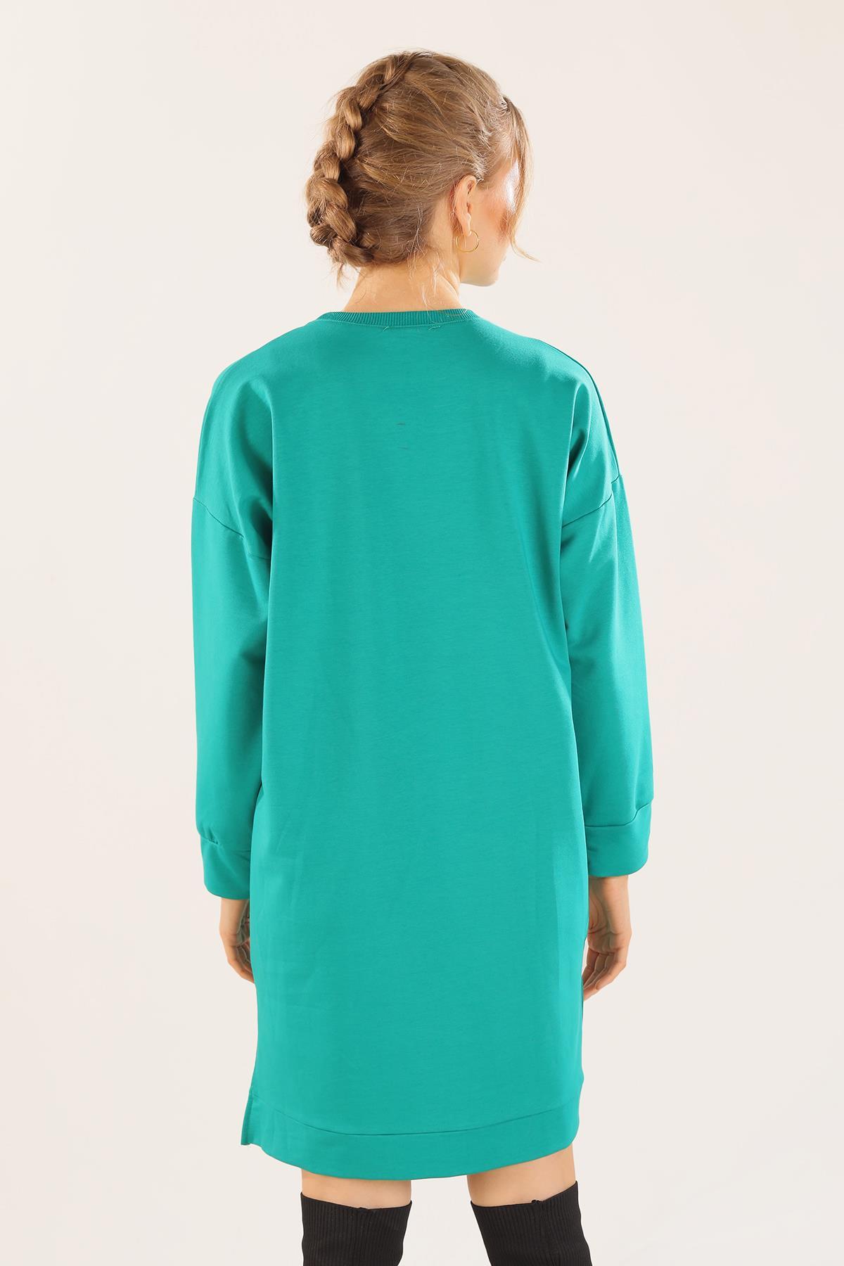 Yeşil Yazı Baskılı Sweat 3437 - 3