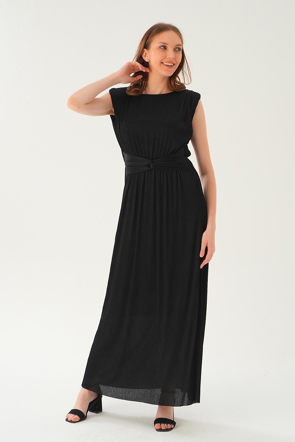 Siyah Vatka Detay Uzun Elbise 2693 - 4