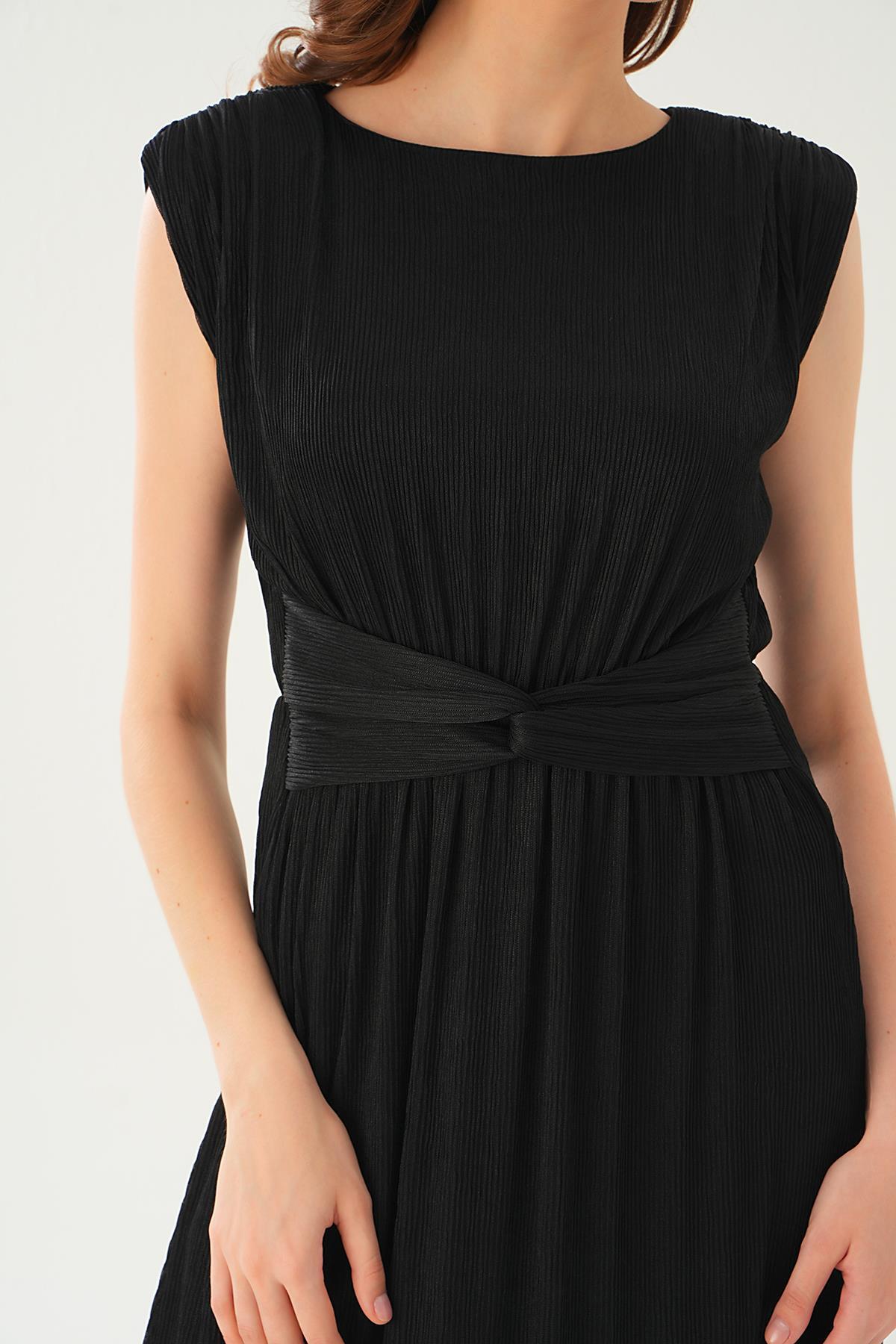 Siyah Vatka Detay Uzun Elbise 2693 - 6