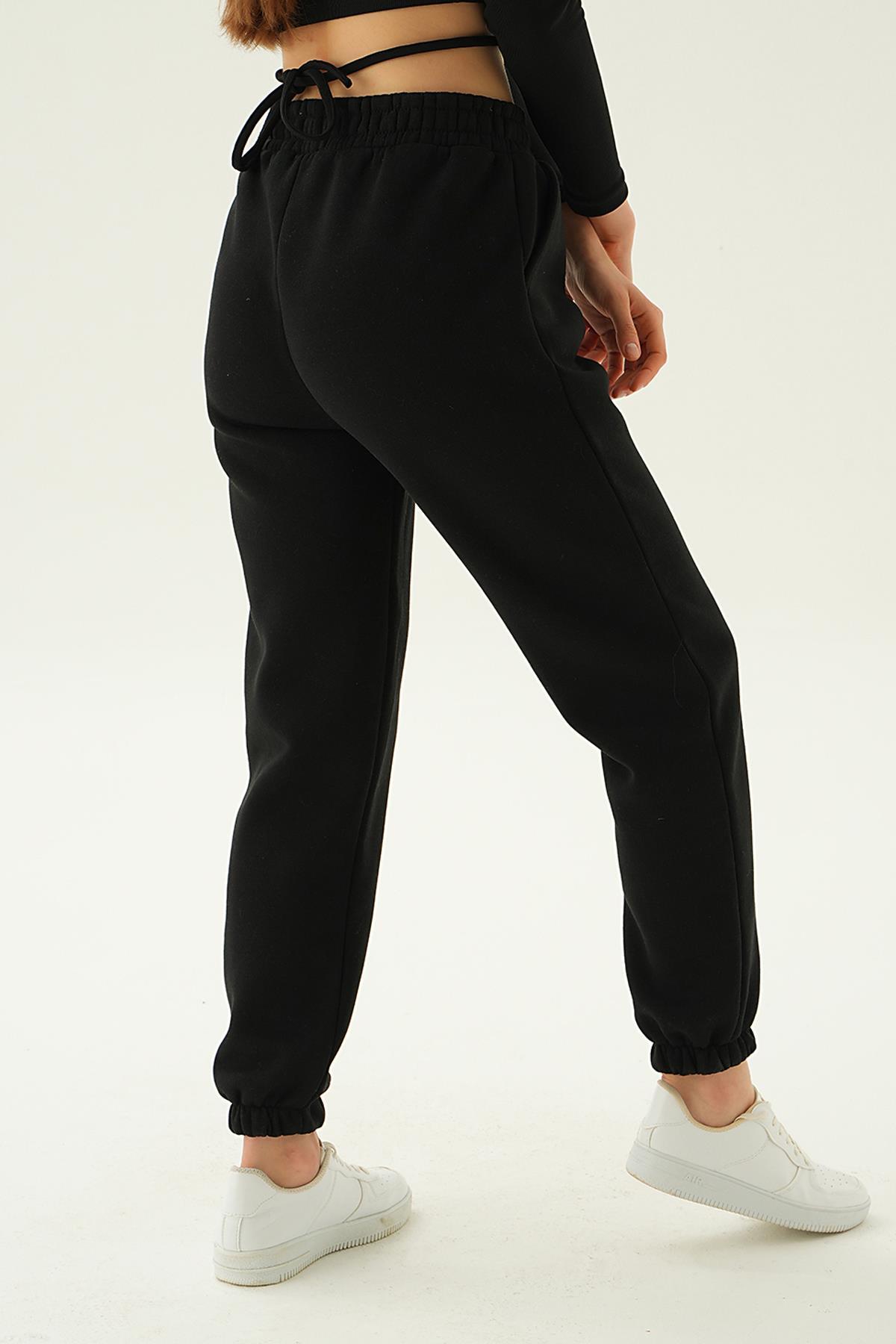 2795 LA Nakış Detay Eşofman Siyah - 3