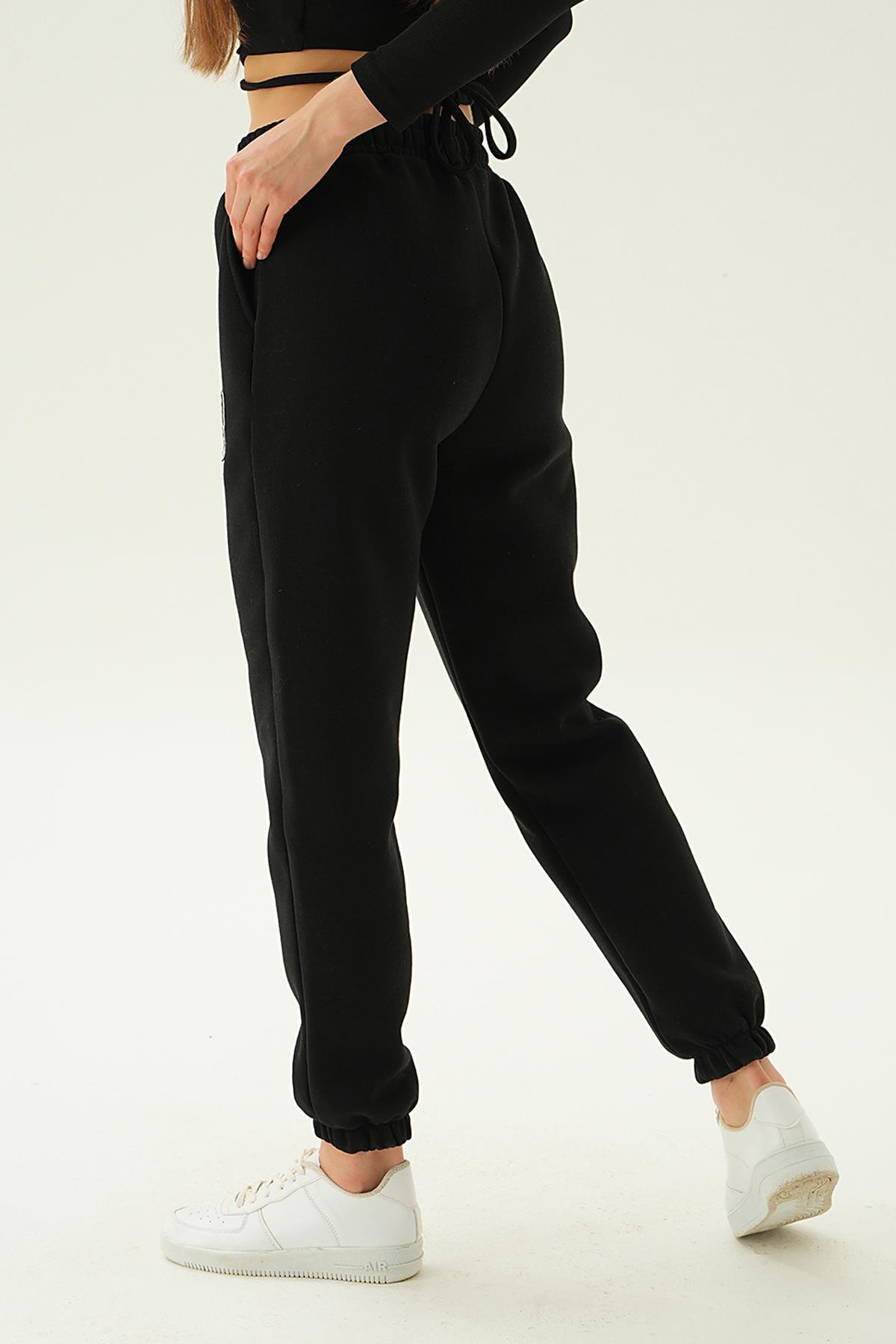 2795 LA Nakış Detay Eşofman Siyah - 4