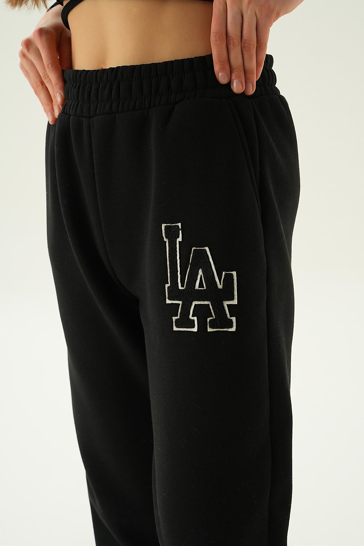 2795 LA Nakış Detay Eşofman Siyah - 5