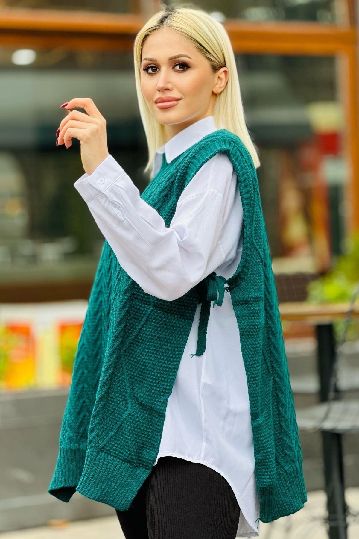 Nefti Yan Bağlamalı Örgü Detay Süveter 280 