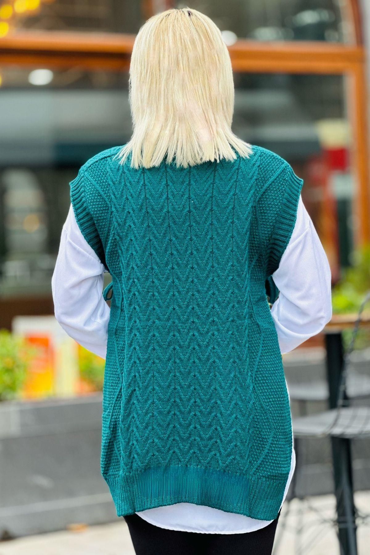 Nefti Yan Bağlamalı Örgü Detay Süveter 280 - 3