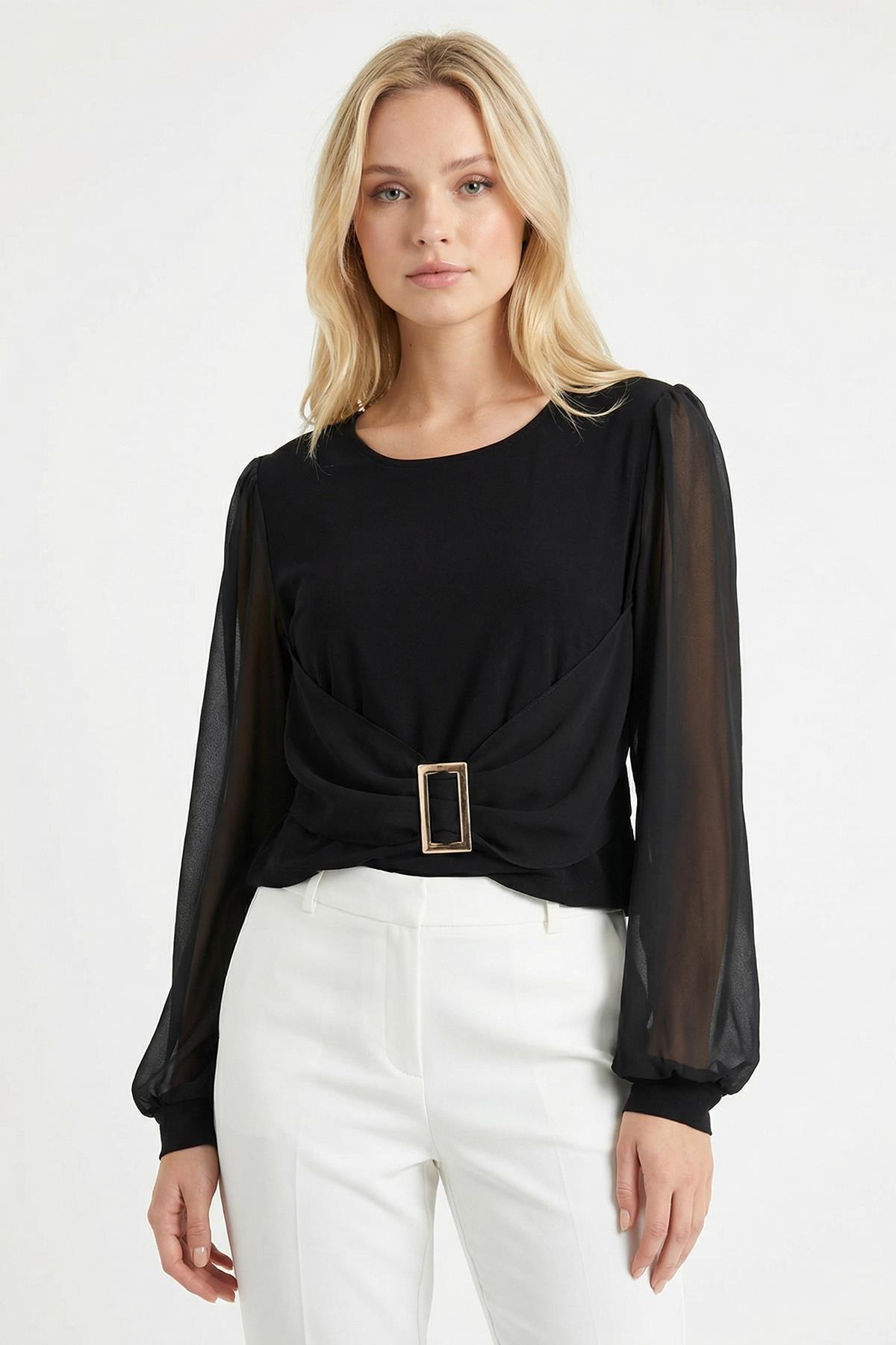 Siyah Aksesuar Detay Bluz 2831 - 1