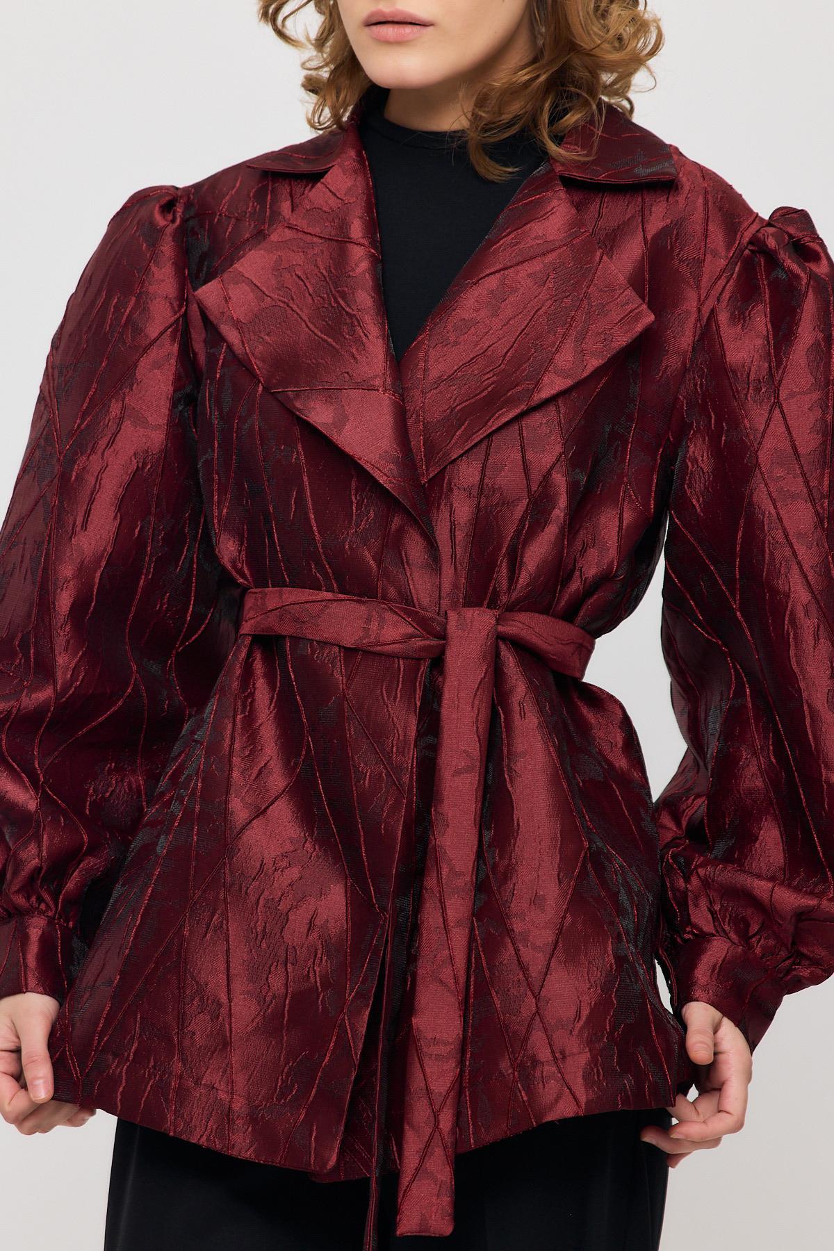 Bordo Desenli Balon Kol Ceket 2848 - 4