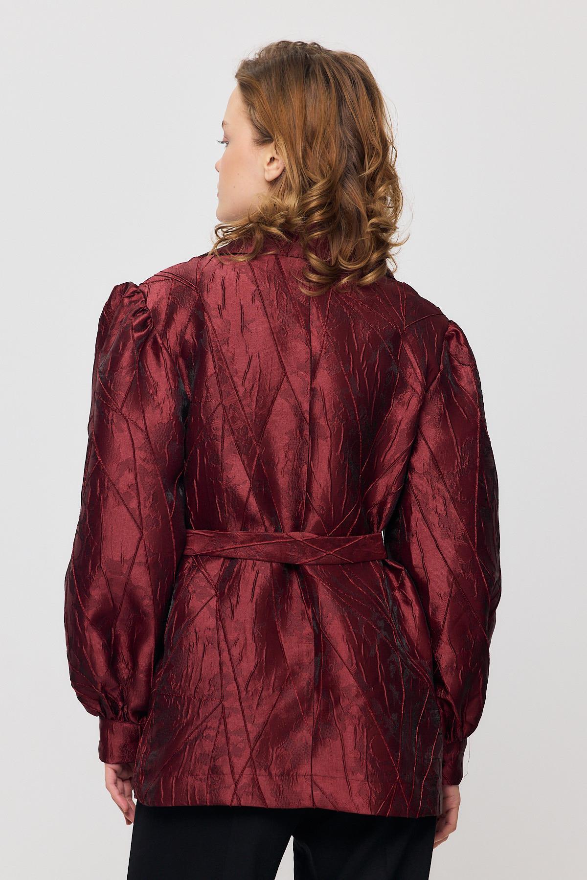 Bordo Desenli Balon Kol Ceket 2848 - 5