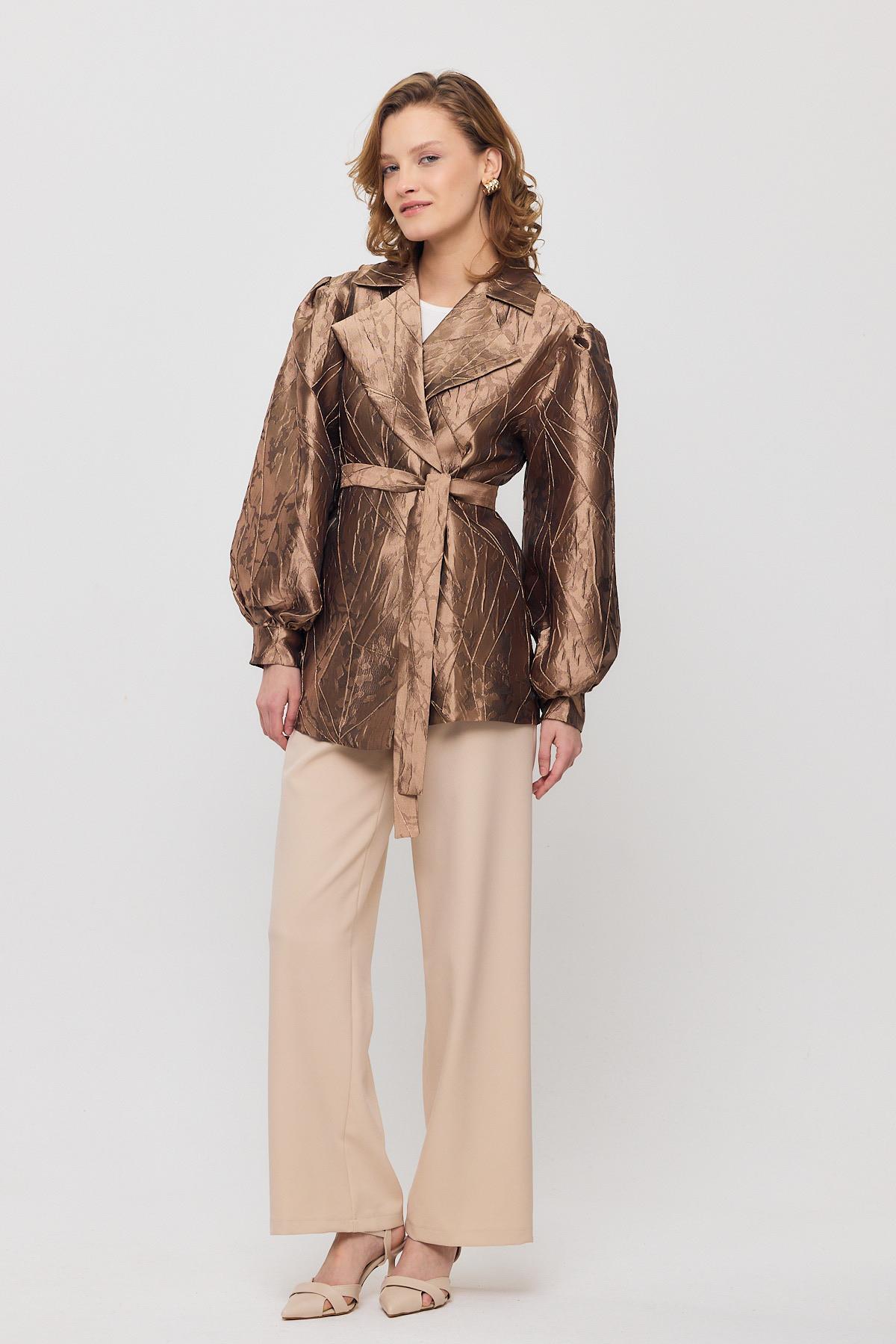 Camel Desenli Balon Kol Ceket 2848 - 2