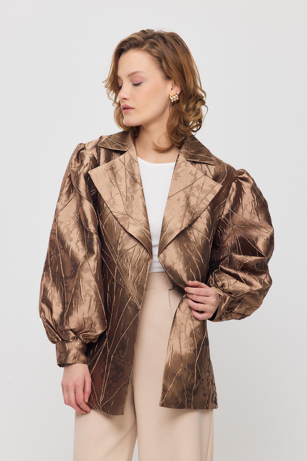 Camel Desenli Balon Kol Ceket 2848 - 3