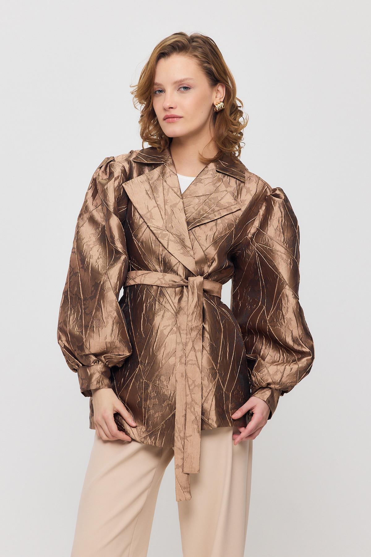 Camel Desenli Balon Kol Ceket 2848 - 6