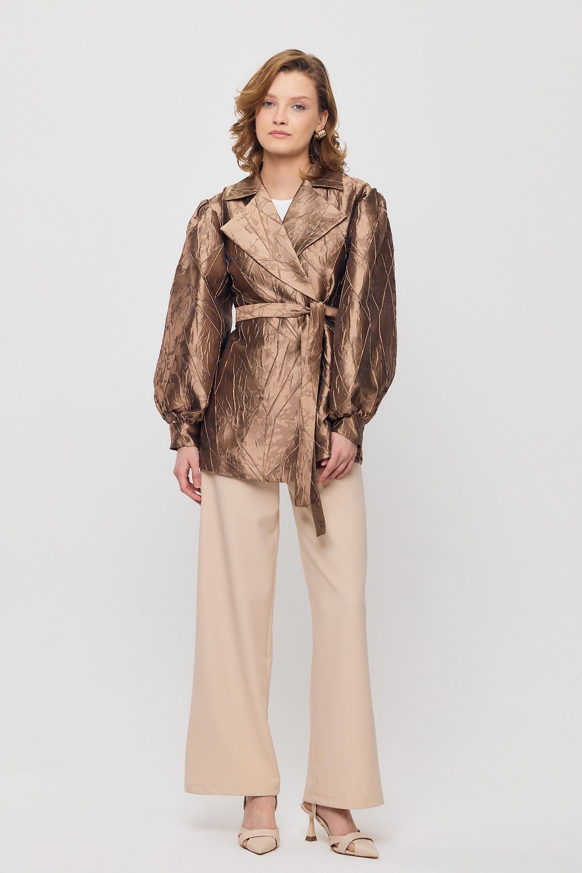 Camel Desenli Balon Kol Ceket 2848 - 7