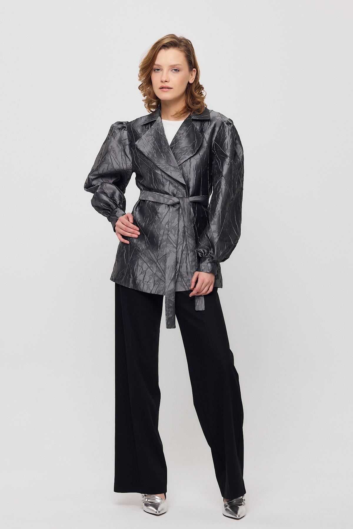 2848 Desenli Balon Kol Ceket Füme - 2