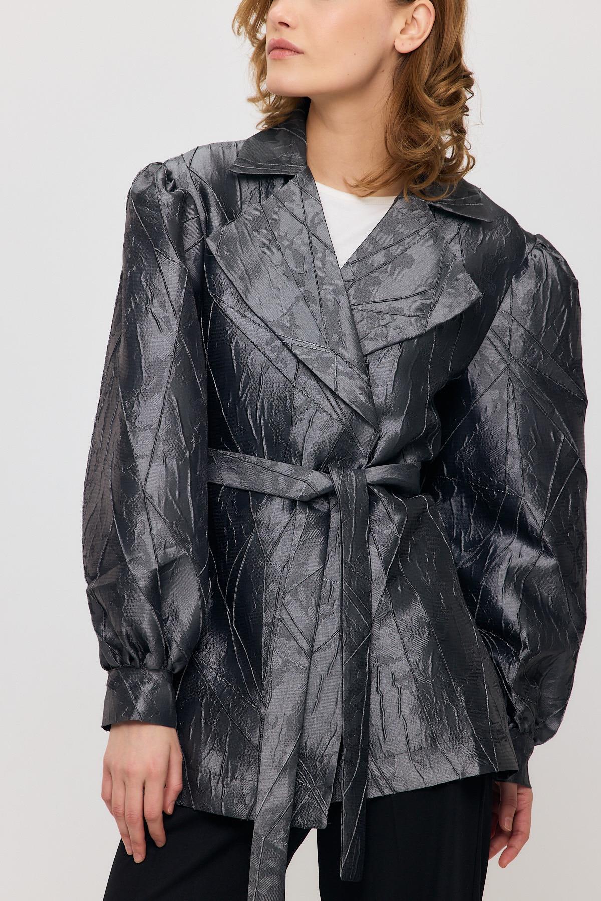 2848 Desenli Balon Kol Ceket Füme - 4