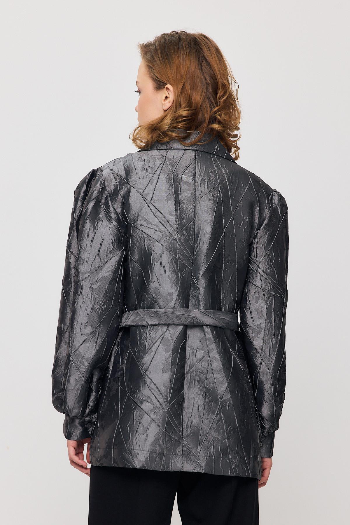 2848 Desenli Balon Kol Ceket Füme - 5