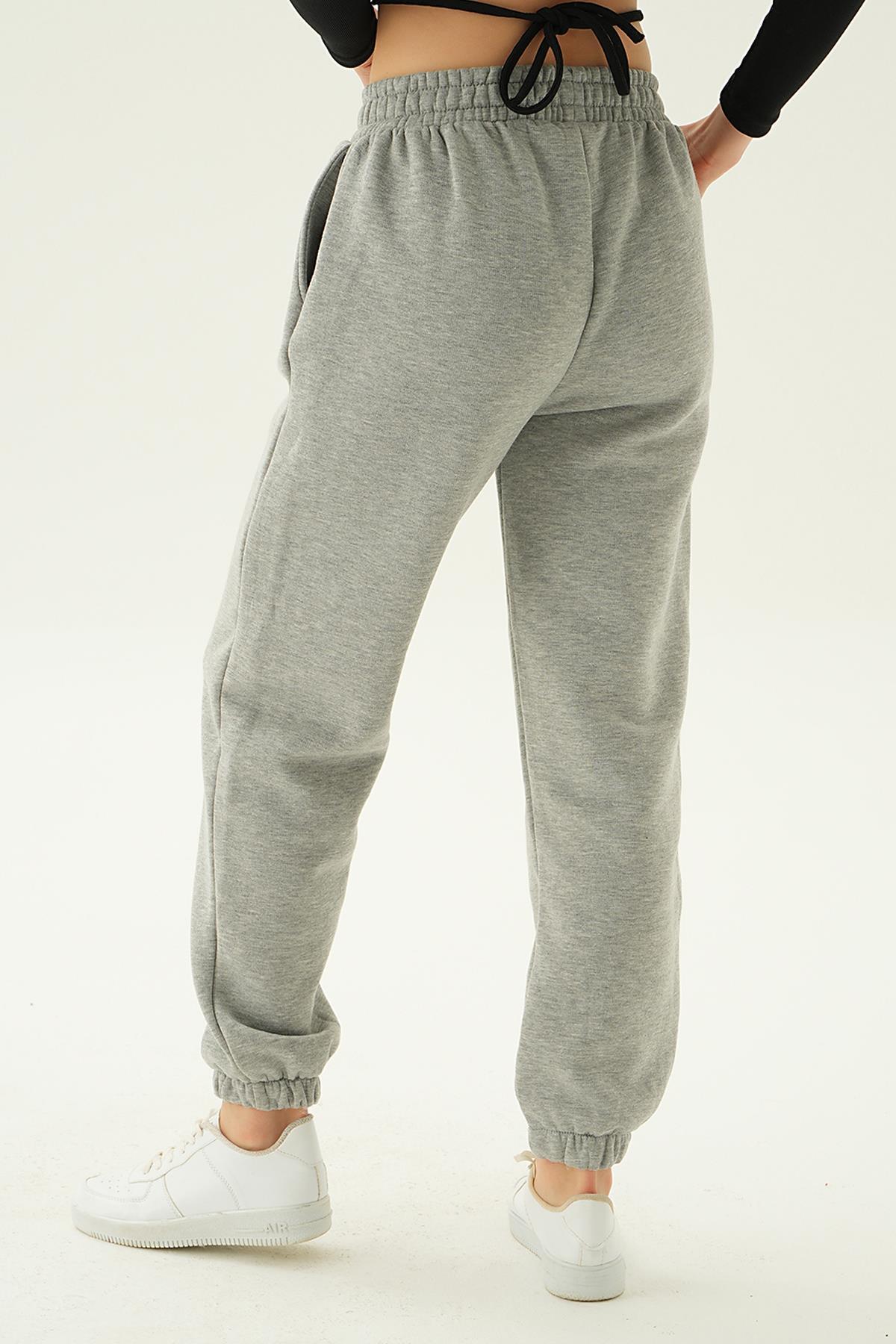 2859 Celtics Nakış Detay Eşofman Gri - 4