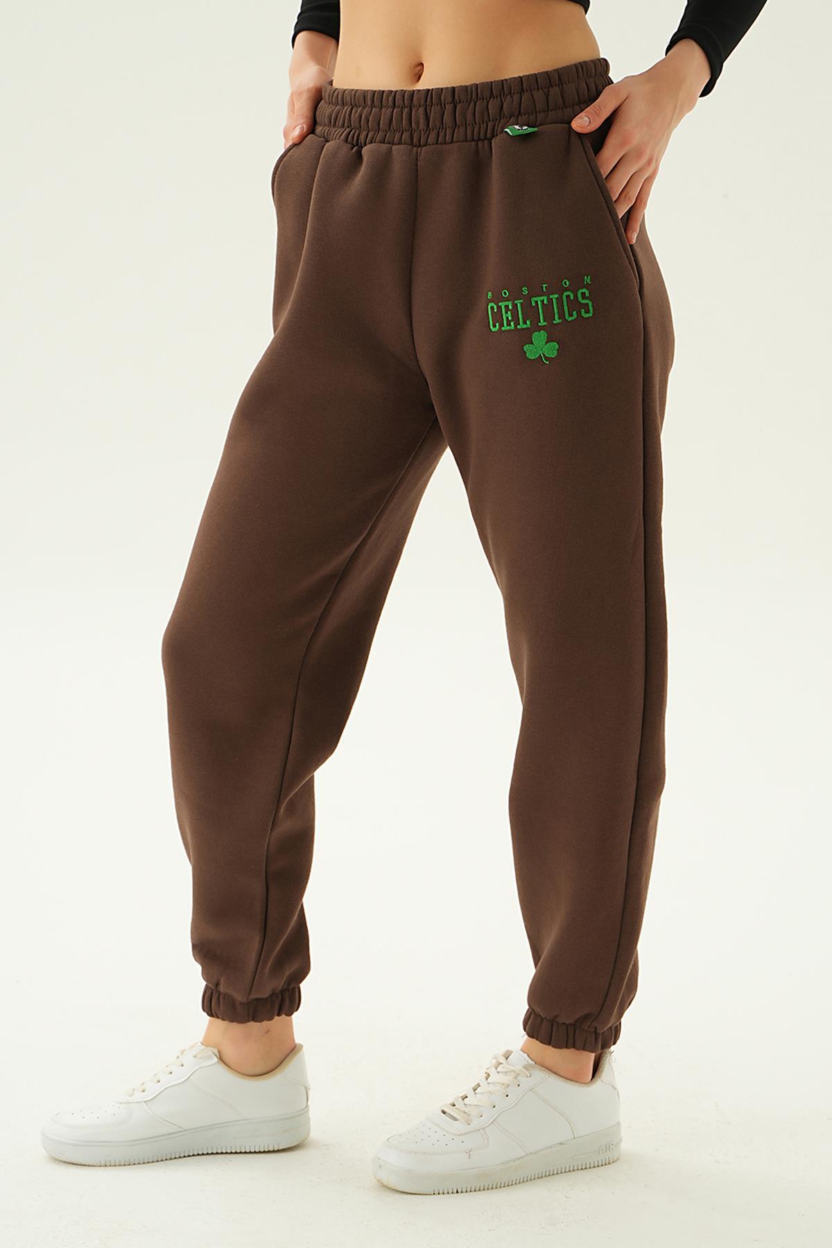 Kahve Celtics Nakış Detay Eşofman 2859 