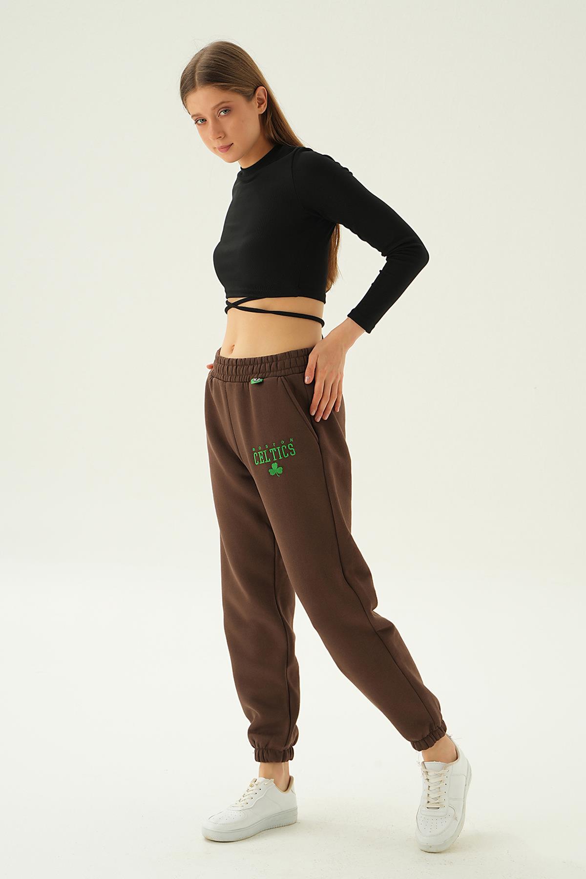 Kahve Celtics Nakış Detay Eşofman 2859 - 2