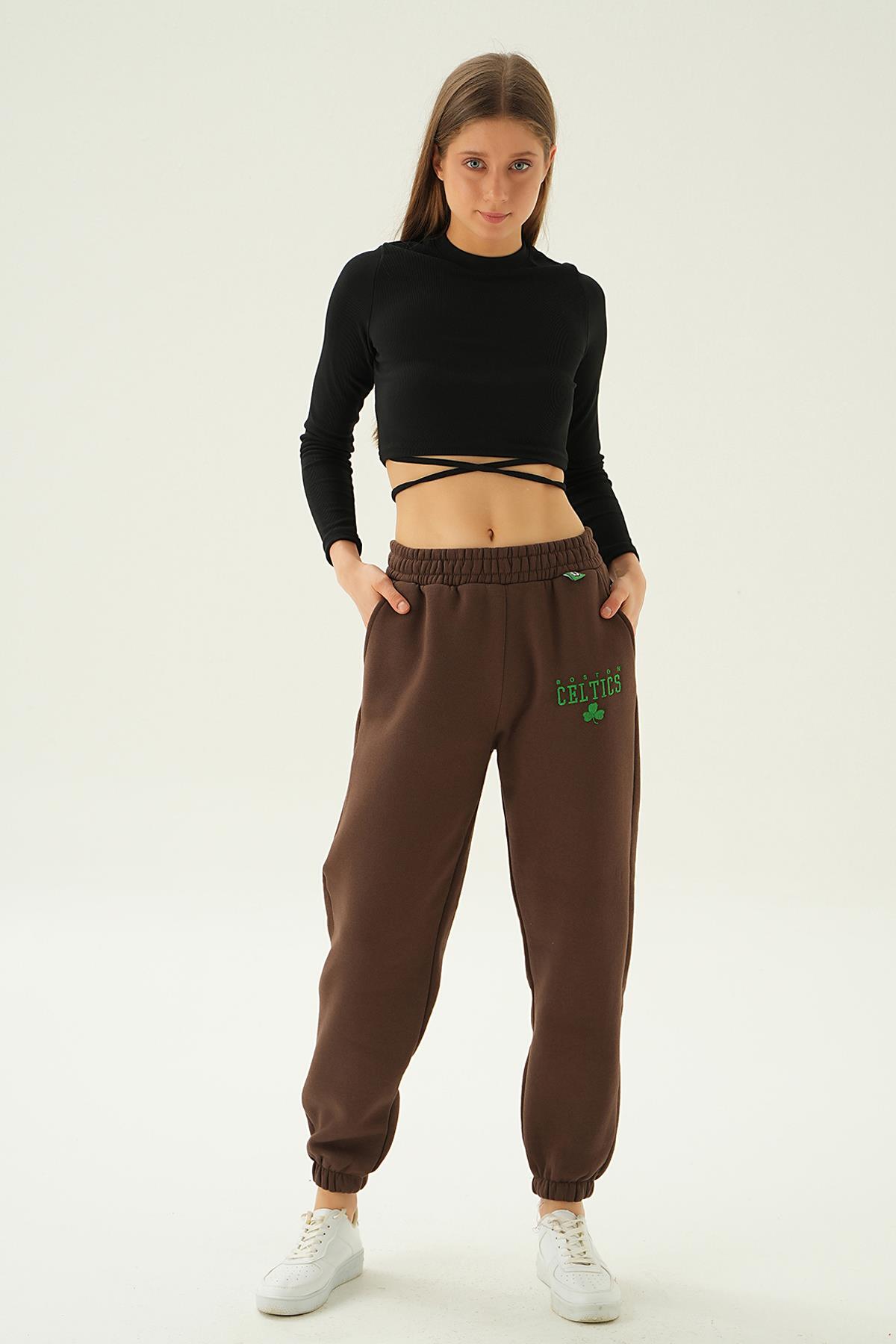 Kahve Celtics Nakış Detay Eşofman 2859 - 6