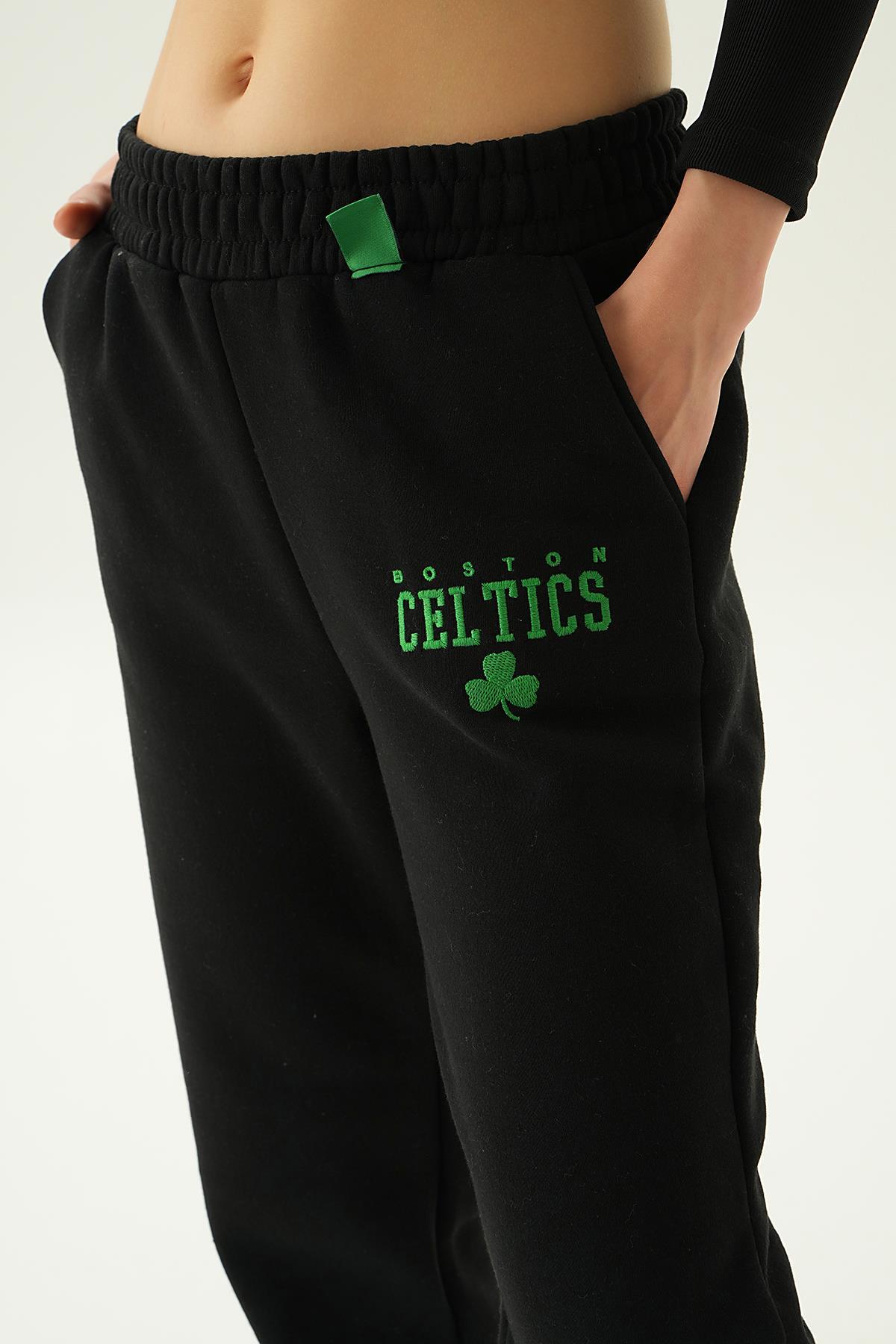 2859 Celtics Nakış Detay Eşofman Siyah - 5