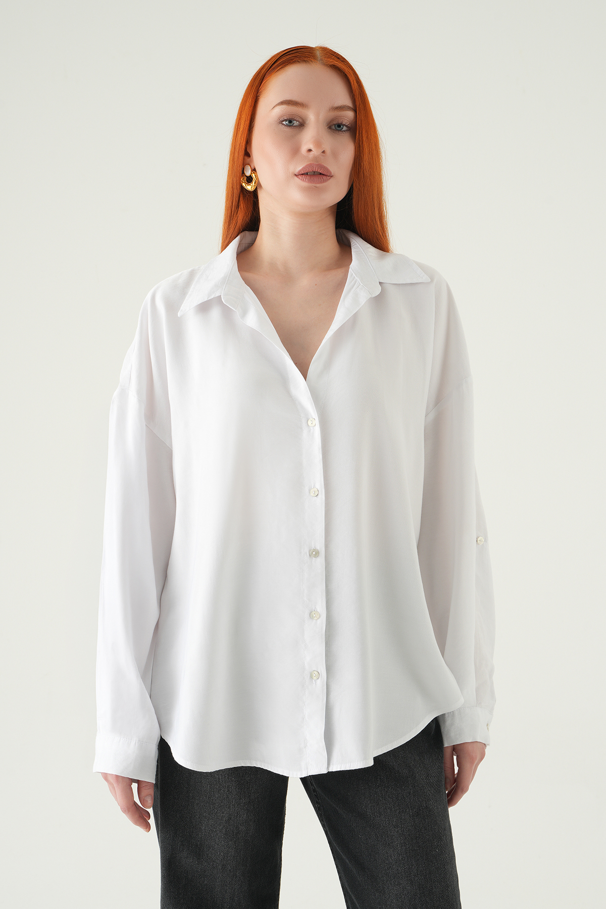 Beyaz Oversize Gömlek 2893 - 2