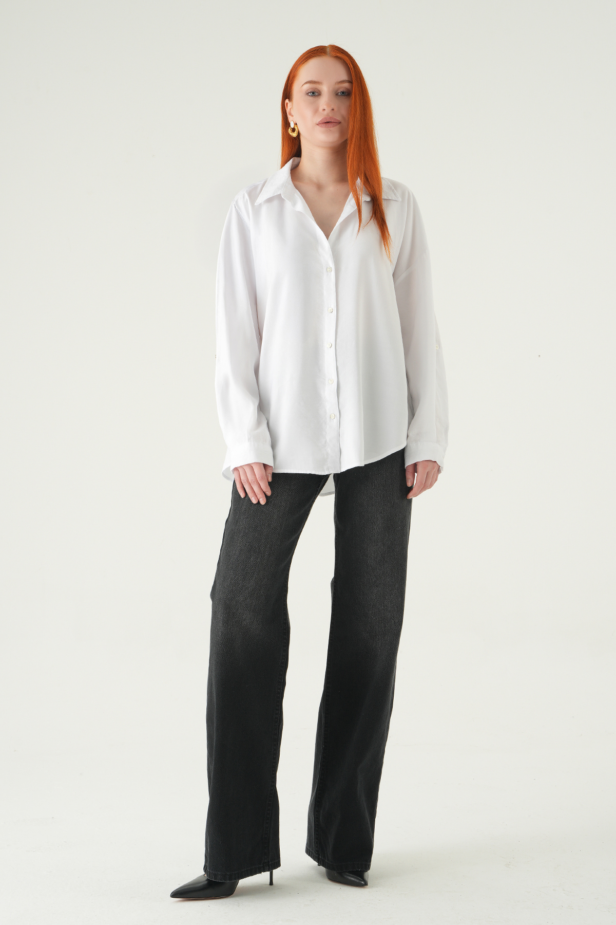 Beyaz Oversize Gömlek 2893 - 3