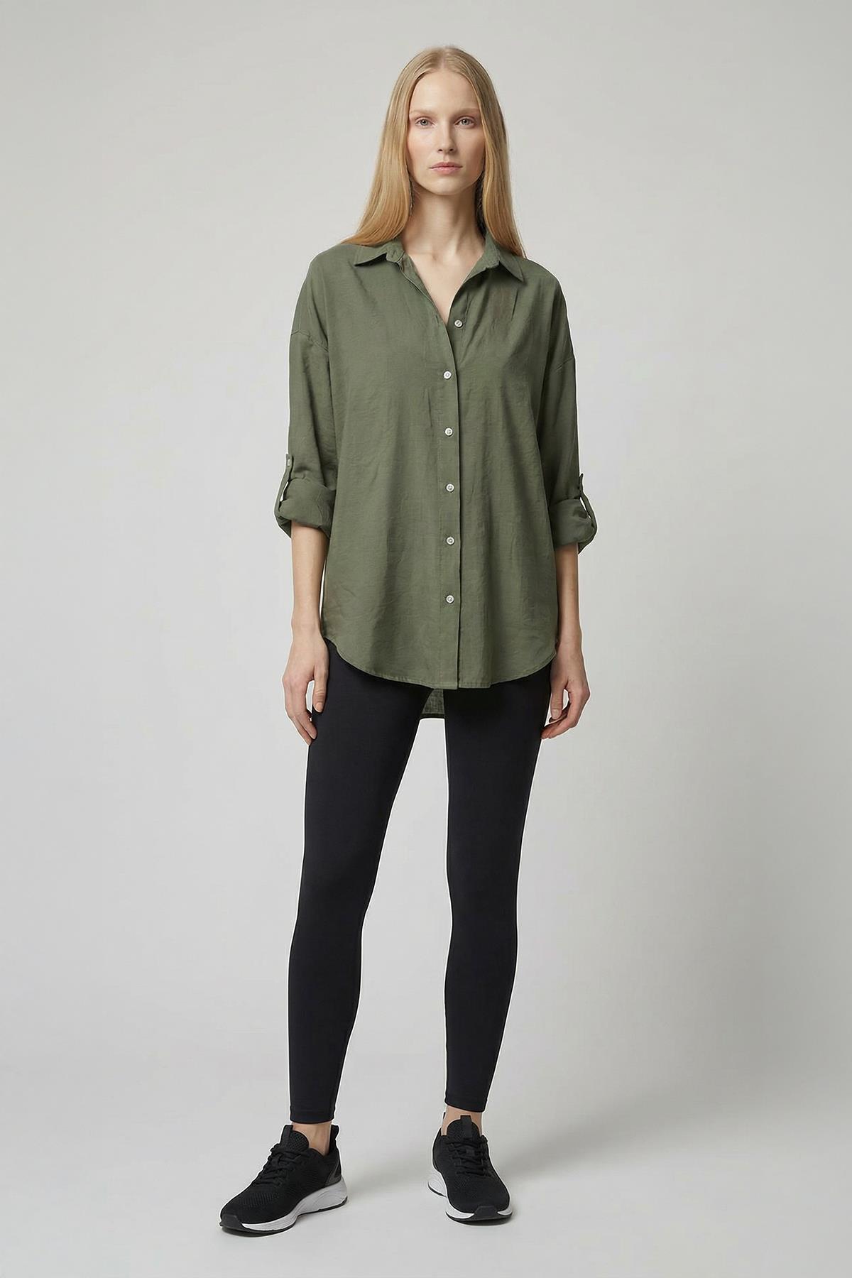 2893 Oversize Gömlek Haki - RAYS