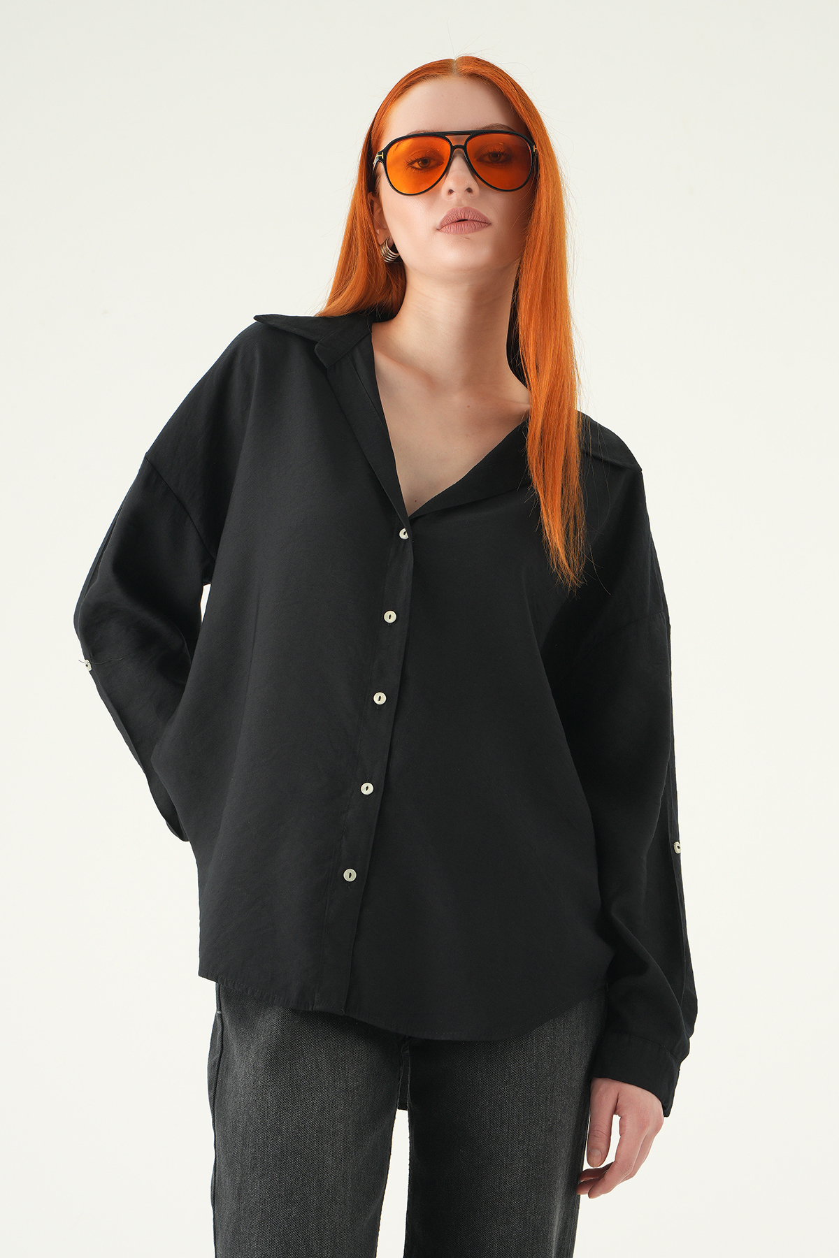 Siyah Oversize Gömlek 2893 - 2