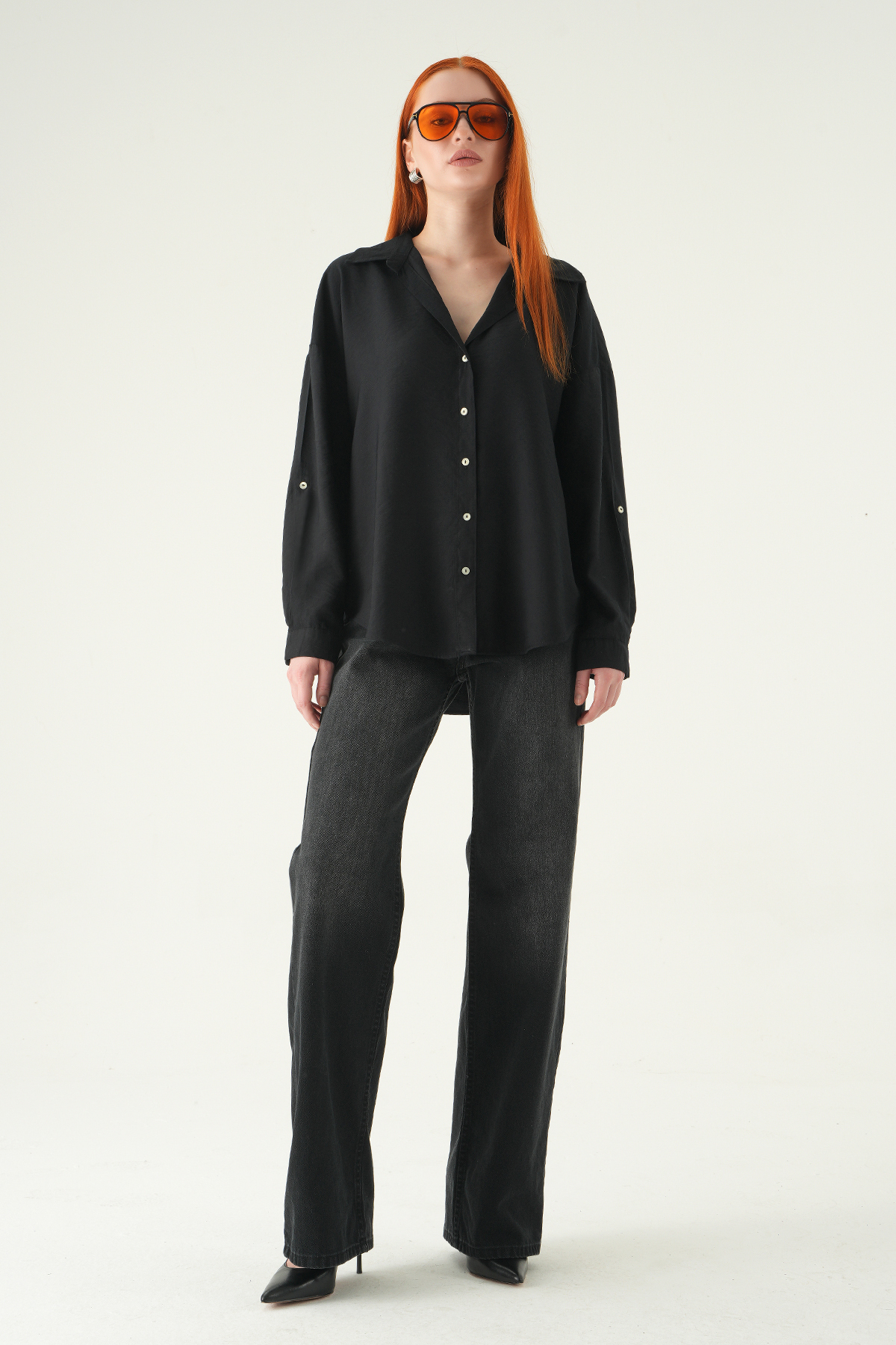 Siyah Oversize Gömlek 2893 - 3