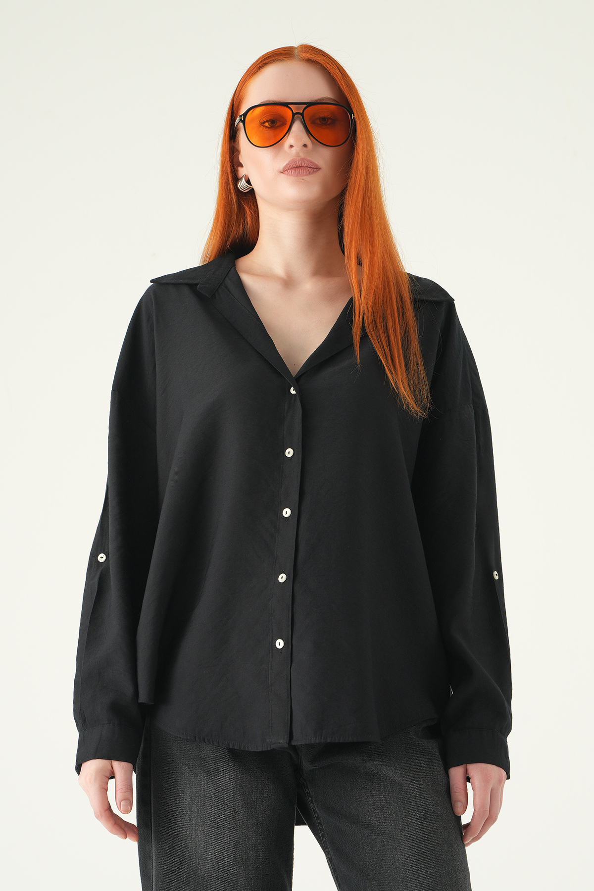 Siyah Oversize Gömlek 2893 - 7