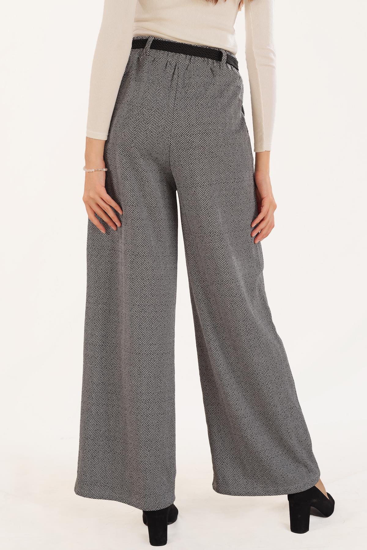 Gri Kemer Detay Bol Paça Pantolon 2929 - 6