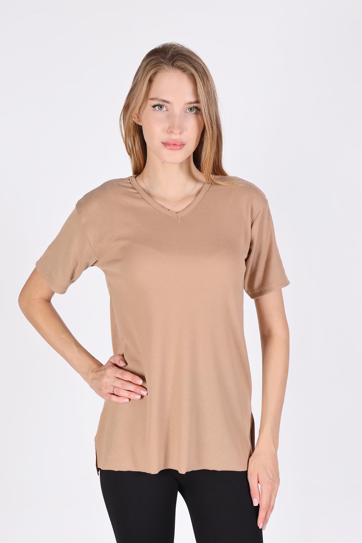 Vizon V Yaka Kısa Kol Kaşkorse Tişört 2971 