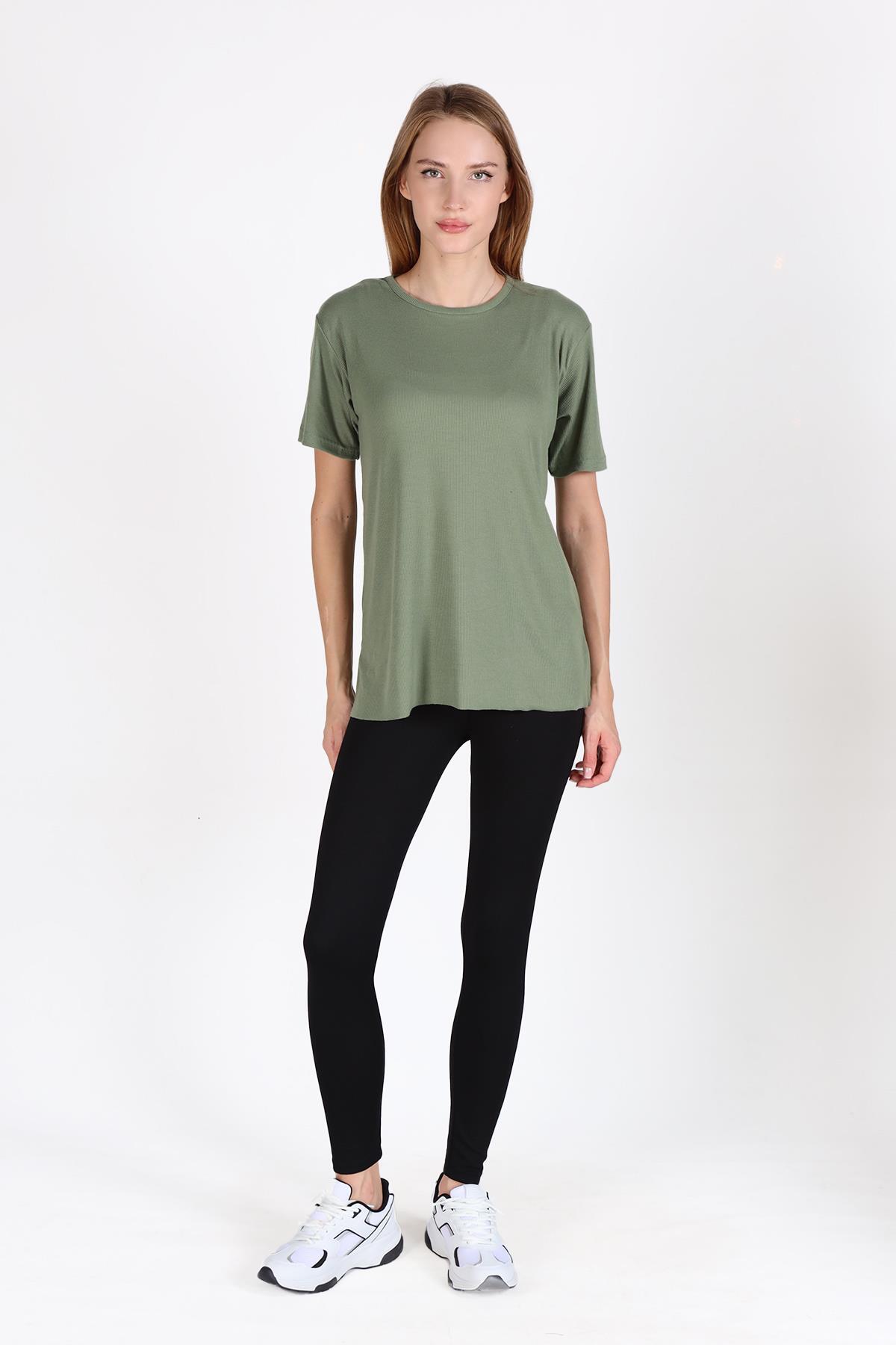 Haki Bisiklet Yaka Kaşkorse Tişört 2991 - 2