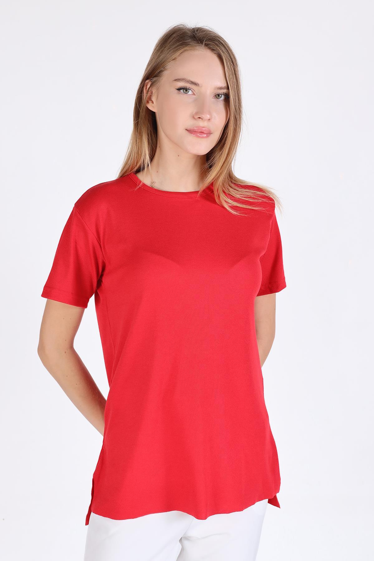 Kırmızı Bisiklet Yaka Kaşkorse Tişört 2991 - 1