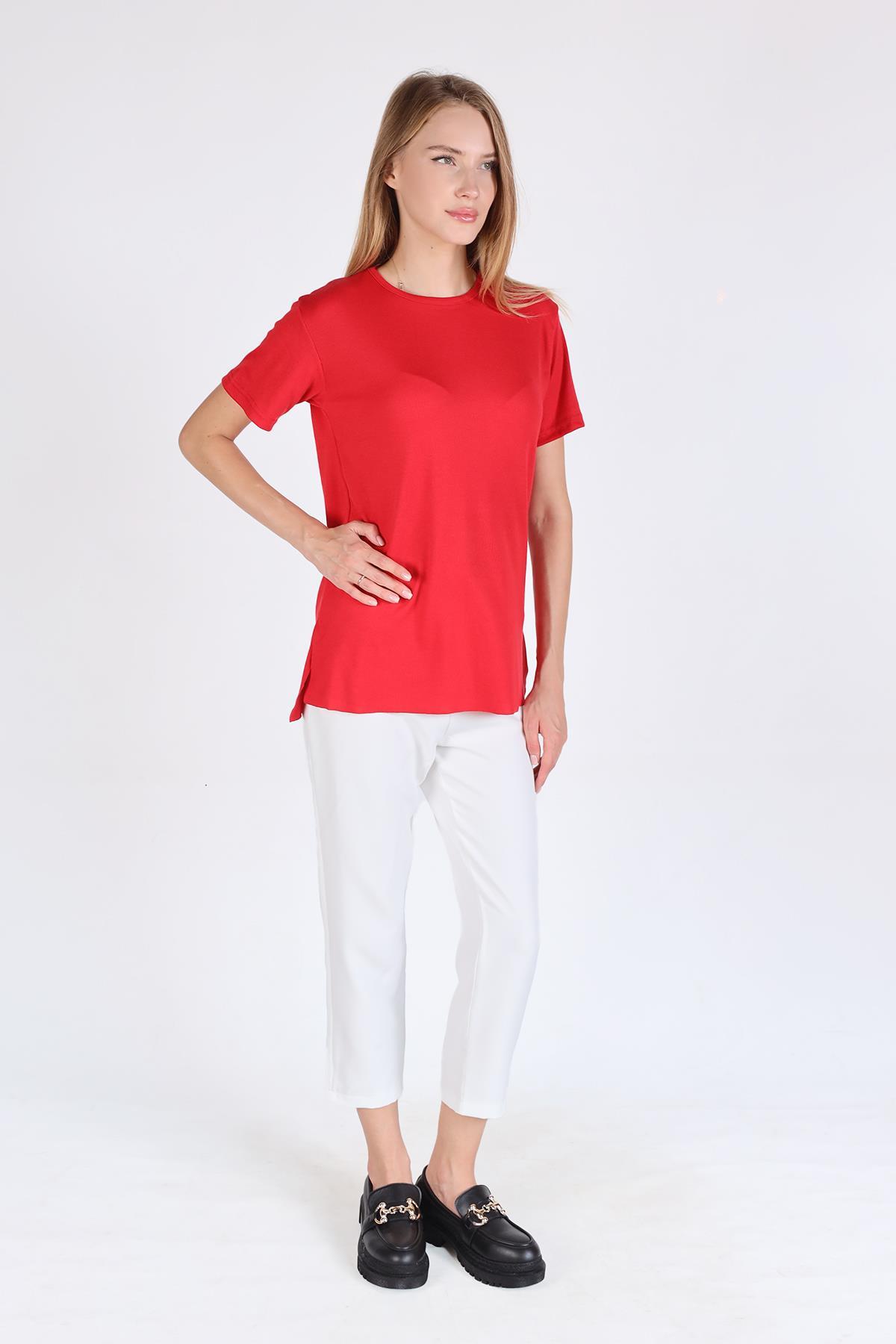 Kırmızı Bisiklet Yaka Kaşkorse Tişört 2991 - 2