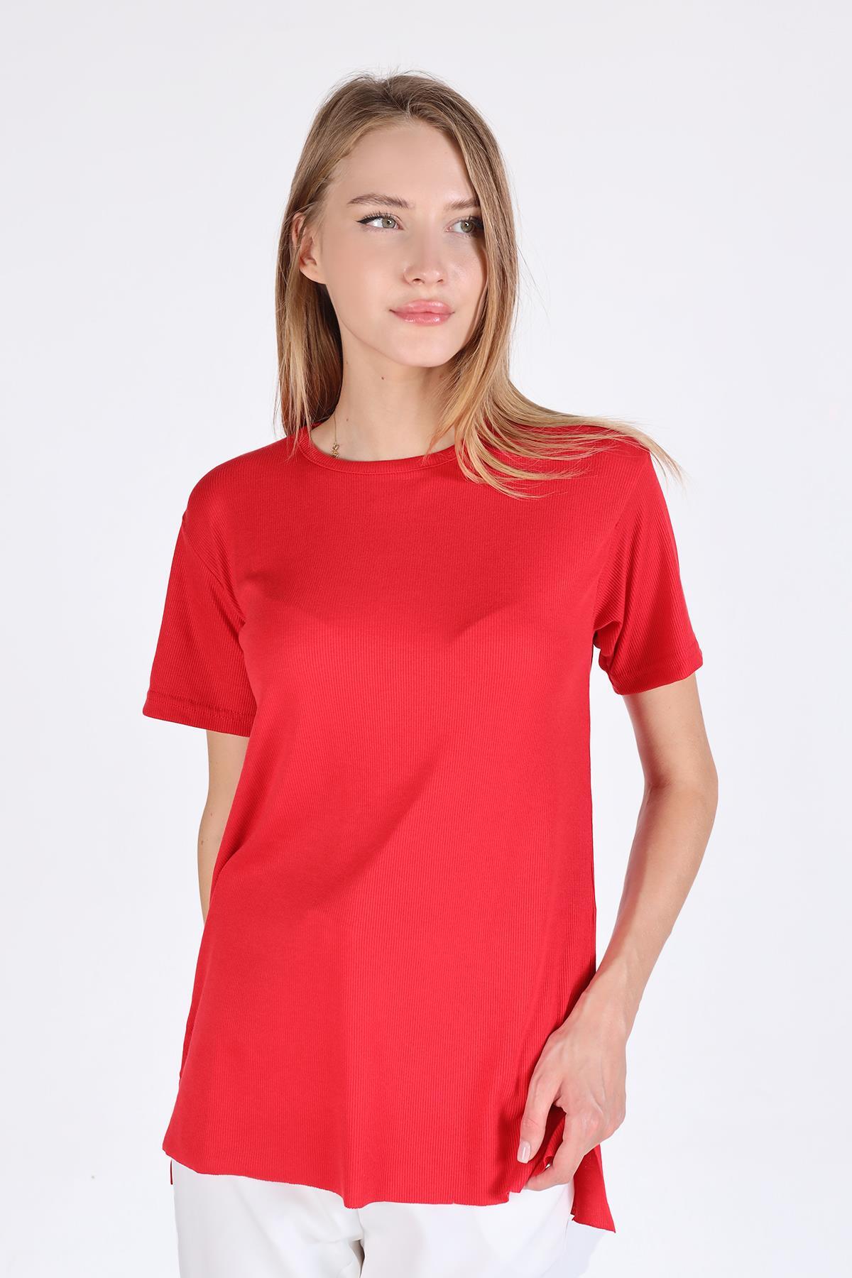 Kırmızı Bisiklet Yaka Kaşkorse Tişört 2991 - 3