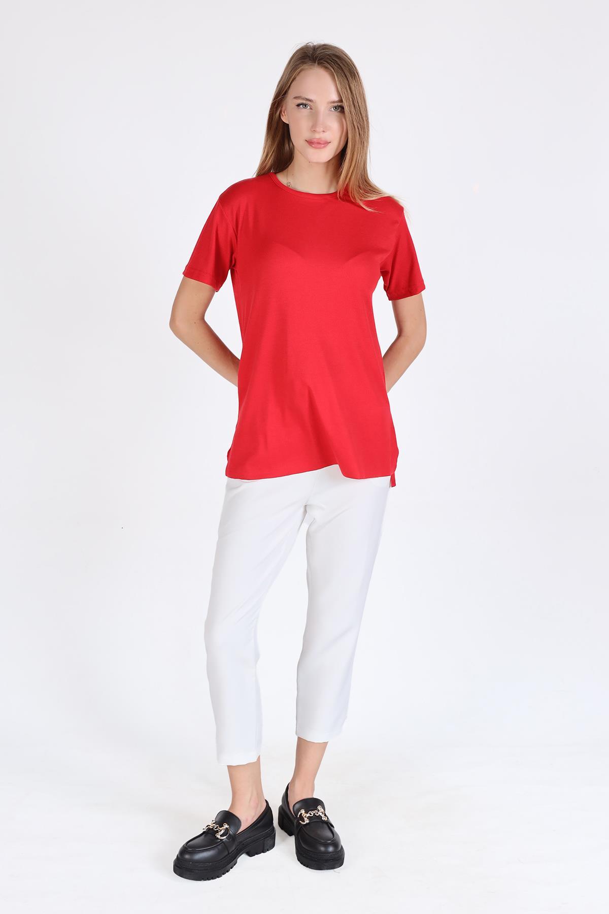 Kırmızı Bisiklet Yaka Kaşkorse Tişört 2991 - 7