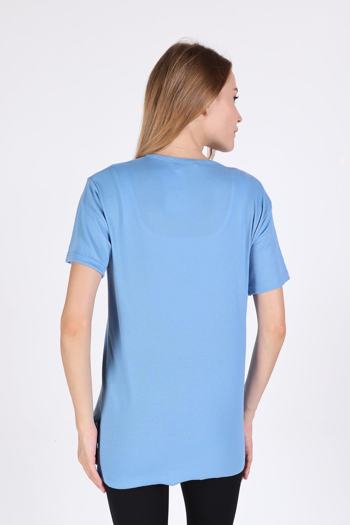 Mavi Bisiklet Yaka Kaşkorse Tişört 2991 - 4