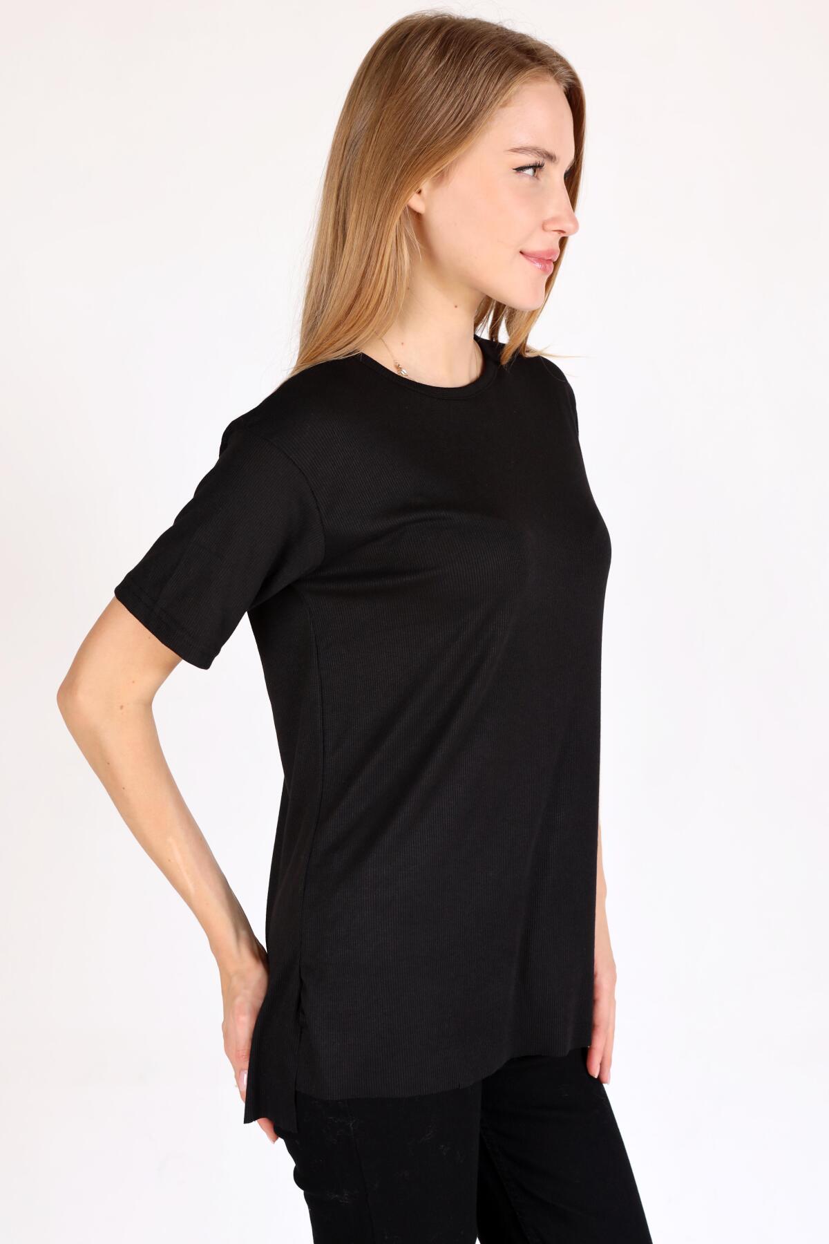 Siyah Bisiklet Yaka Kaşkorse Tişört 2991 - 4