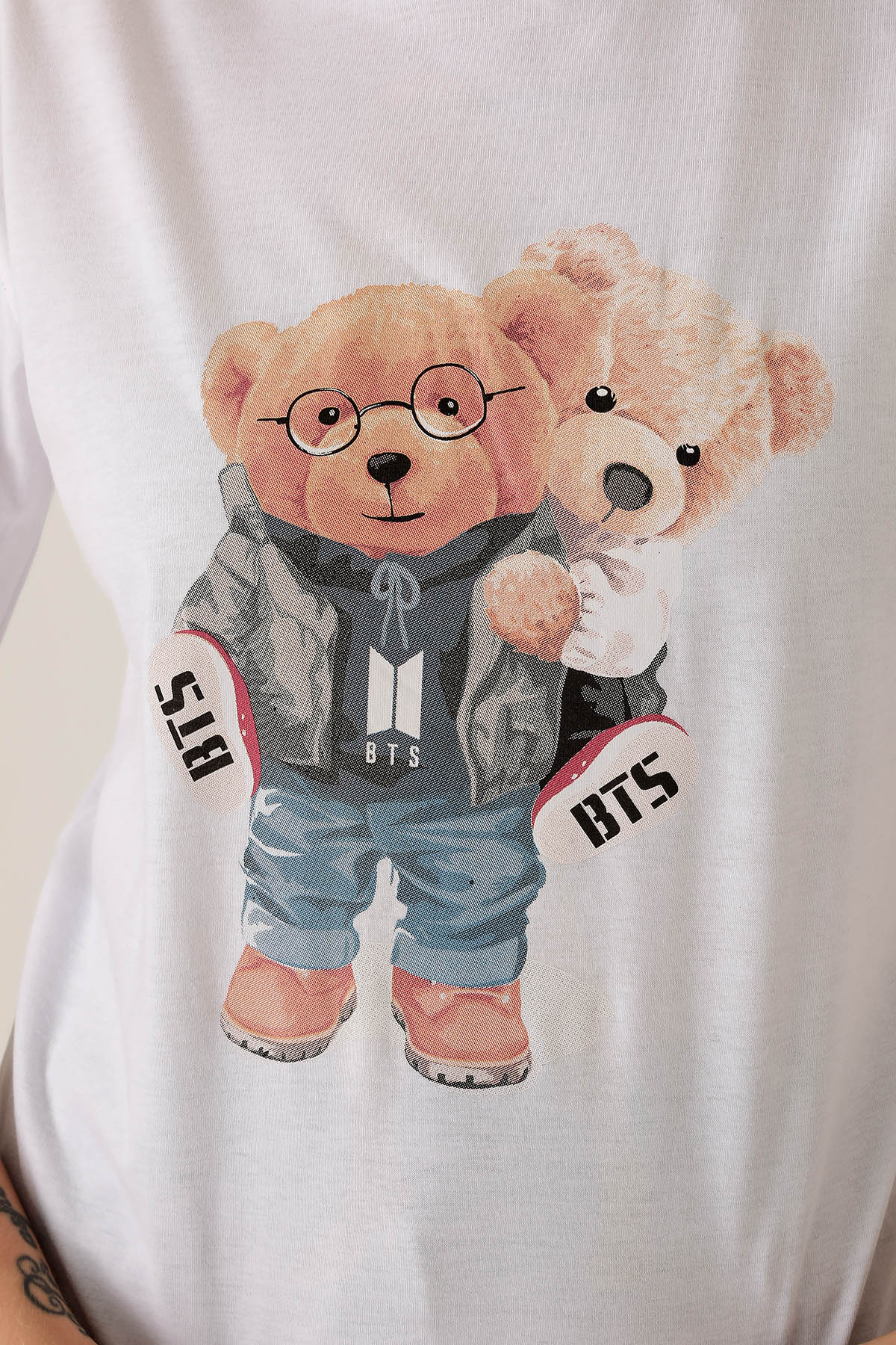 300 Bts Baskı Tişört Beyaz - 6