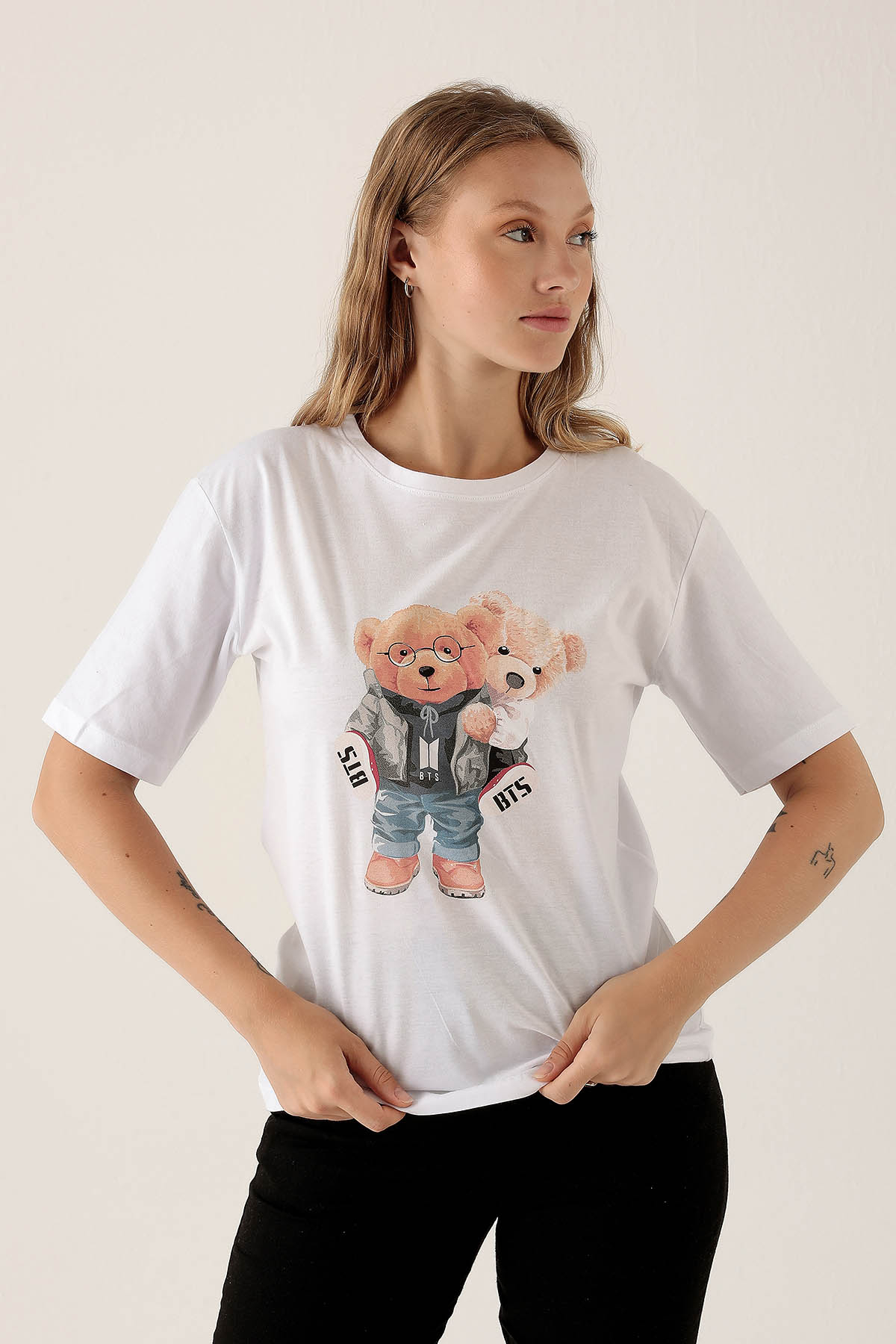 Beyaz Bts Baskı Tişört 300 - 2