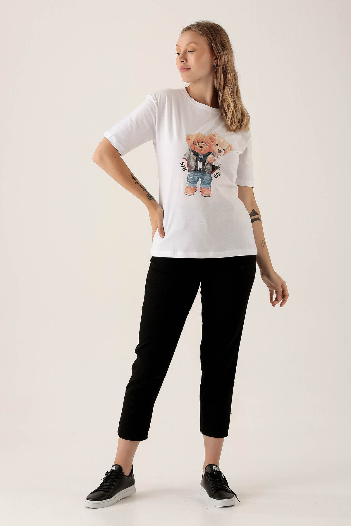 Beyaz Bts Baskı Tişört 300 - 5