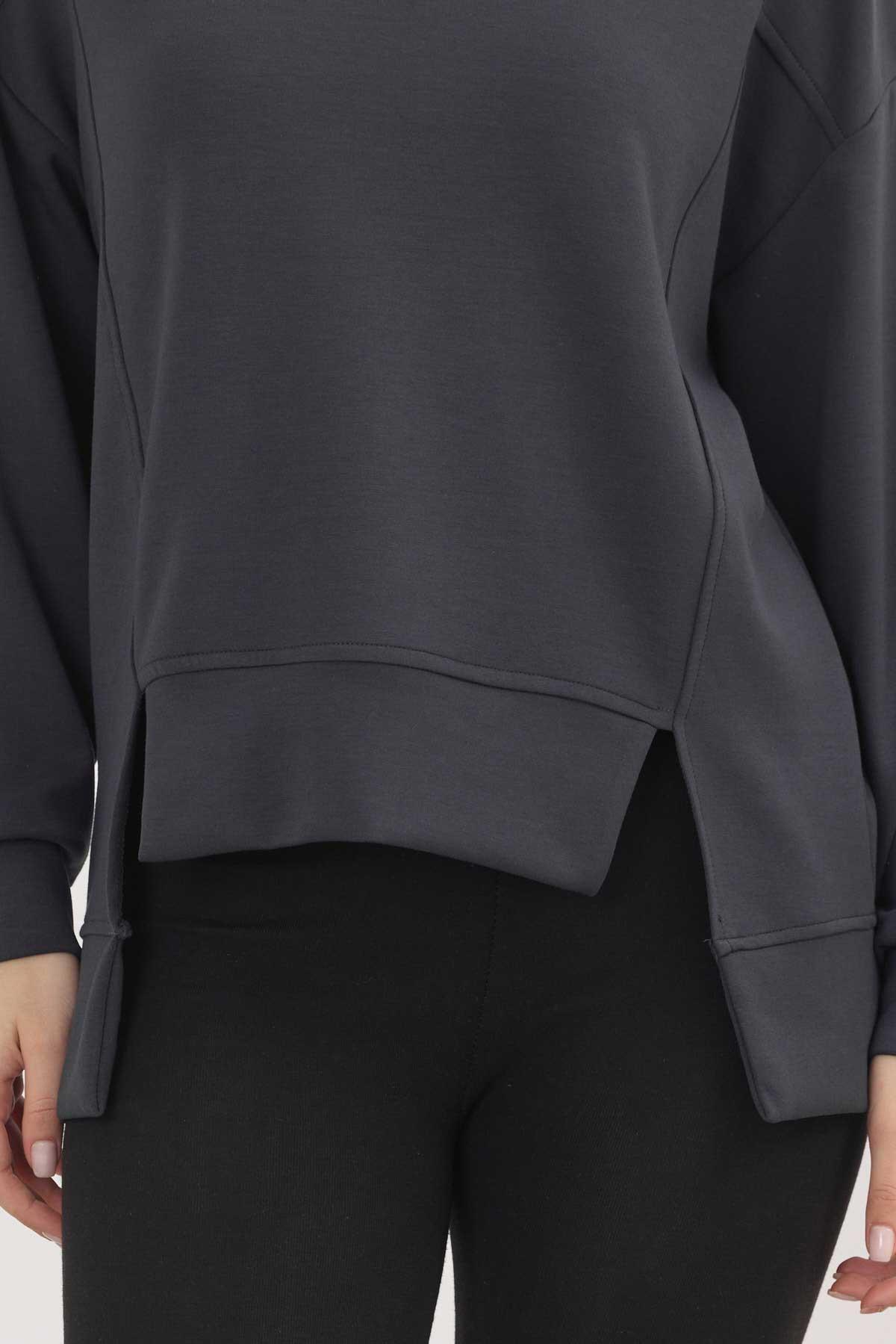 3000 Bisiklet Yaka Parçalı Sweat Antrasit - RAYS