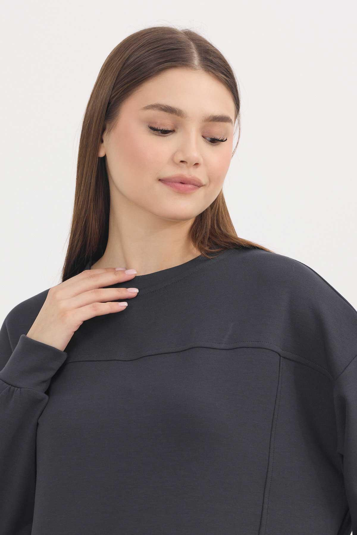 Antrasit Bisiklet Yaka Parçalı Oysho Sweat 3000 - 5